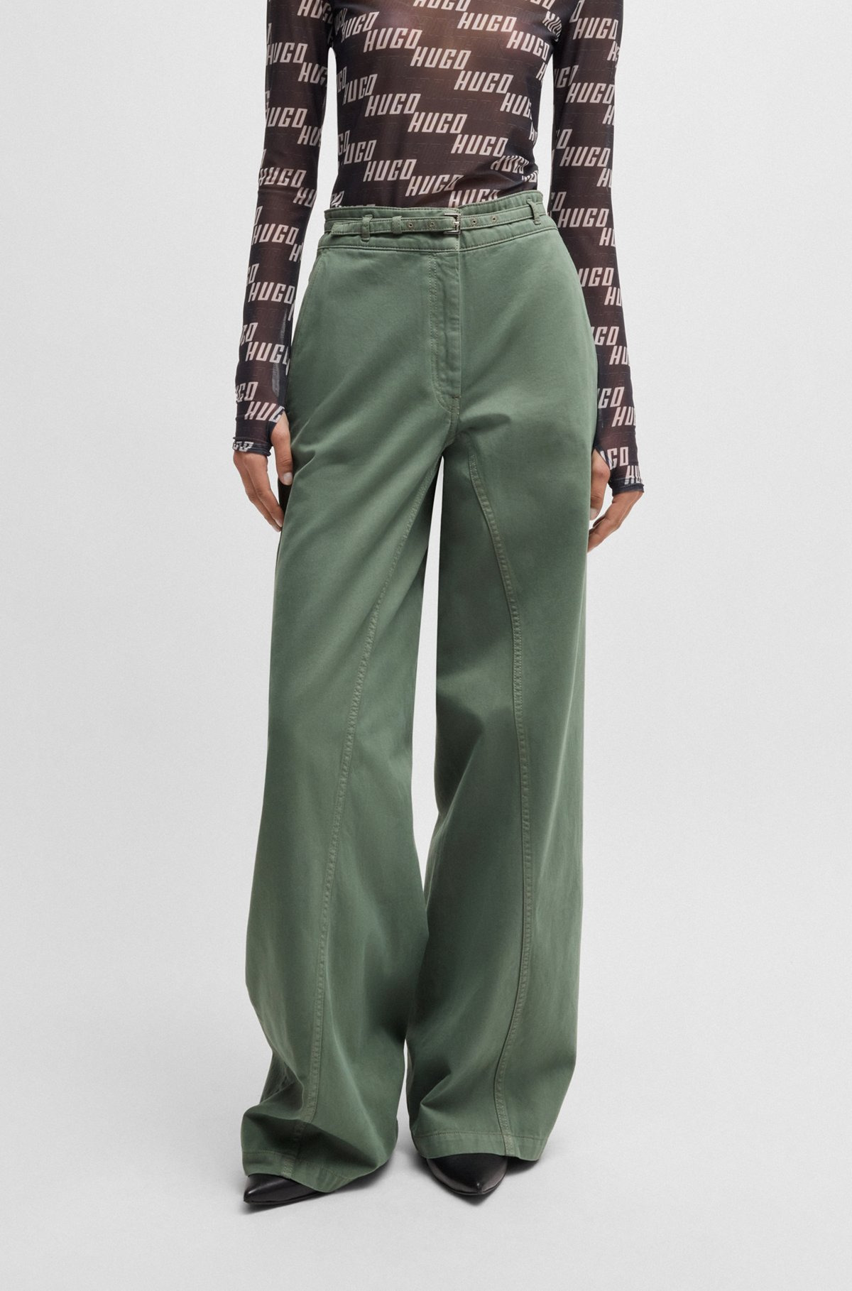 REGULAR-FIT WIDE-LEG TROUSERS IN COTTON TWILL - 2