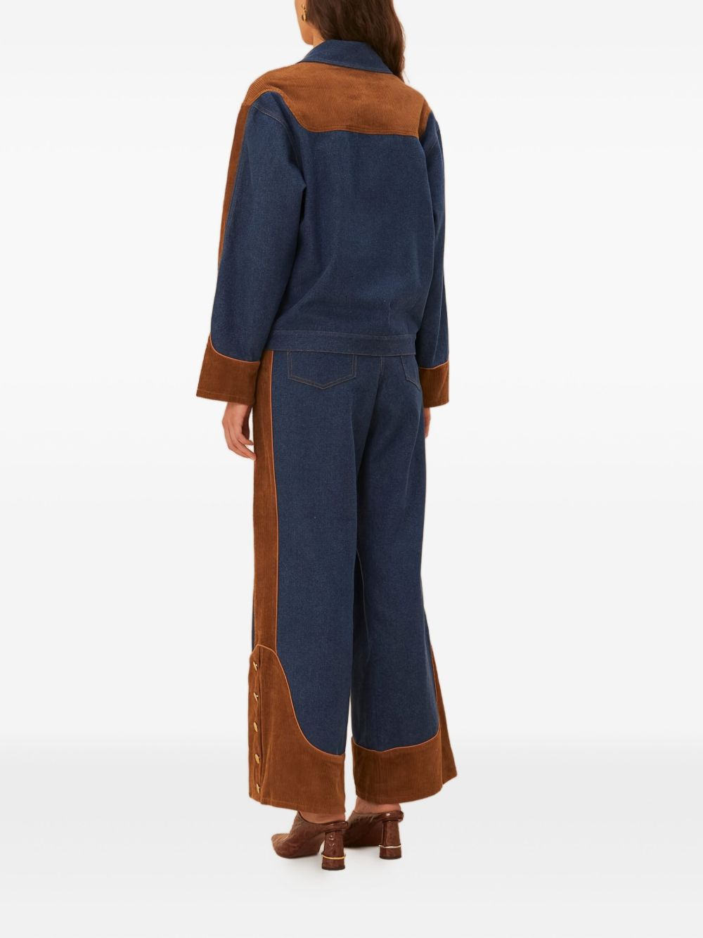 corduroy-panel jeans - 3