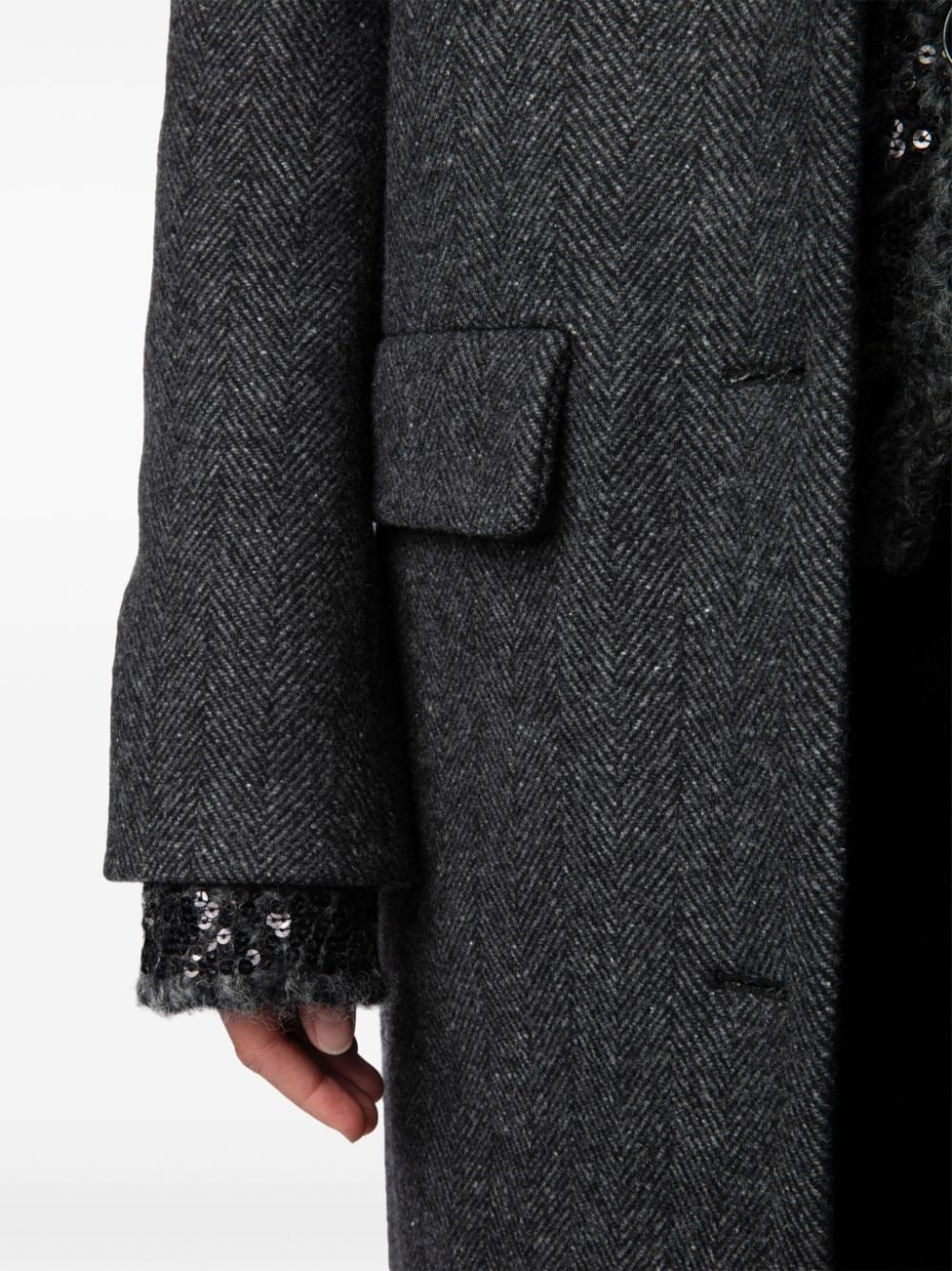 wool-blend single-breasted coat - 6