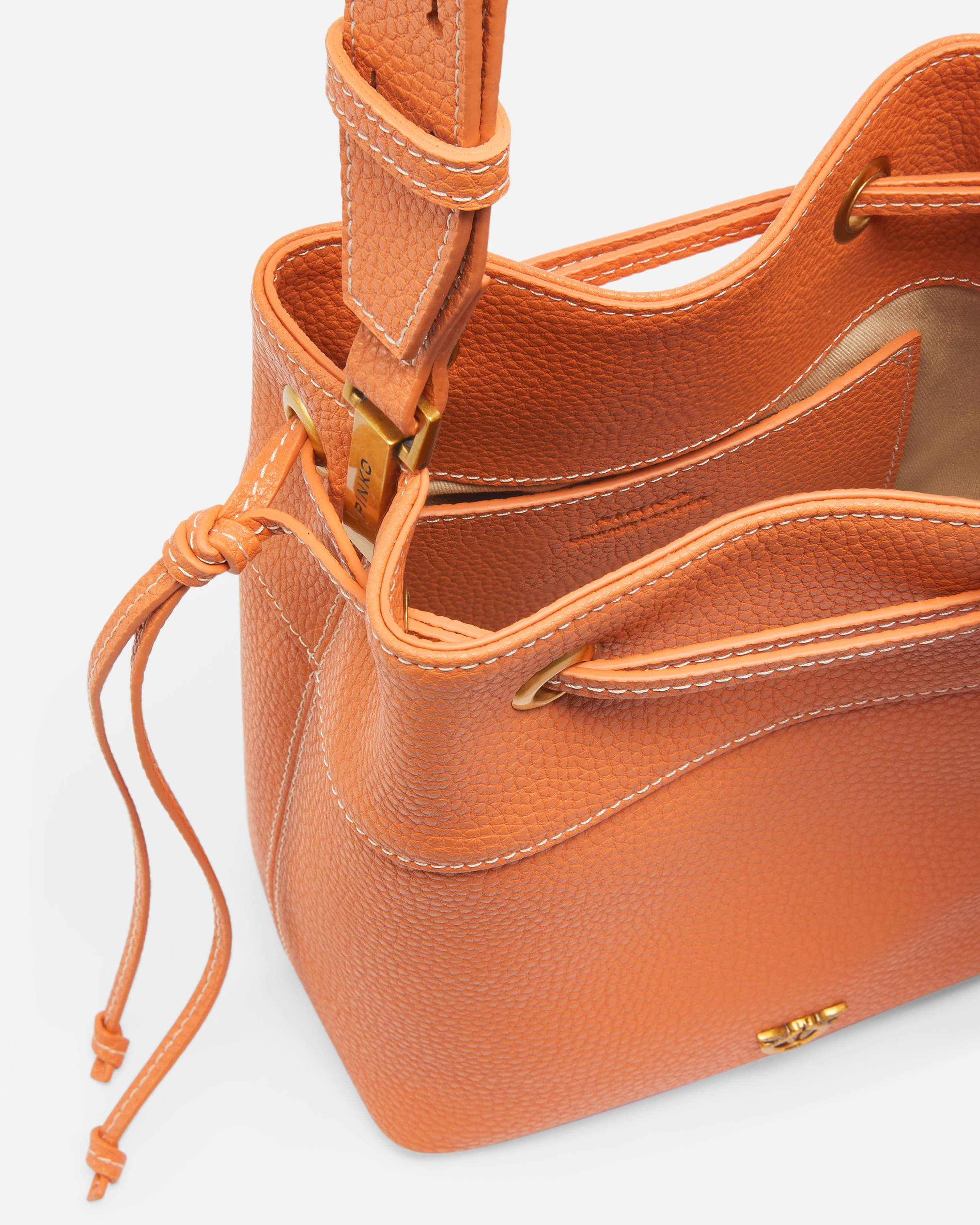SMALL LEATHER BUCKET BAG WITH SHOULDER STRAP - 4