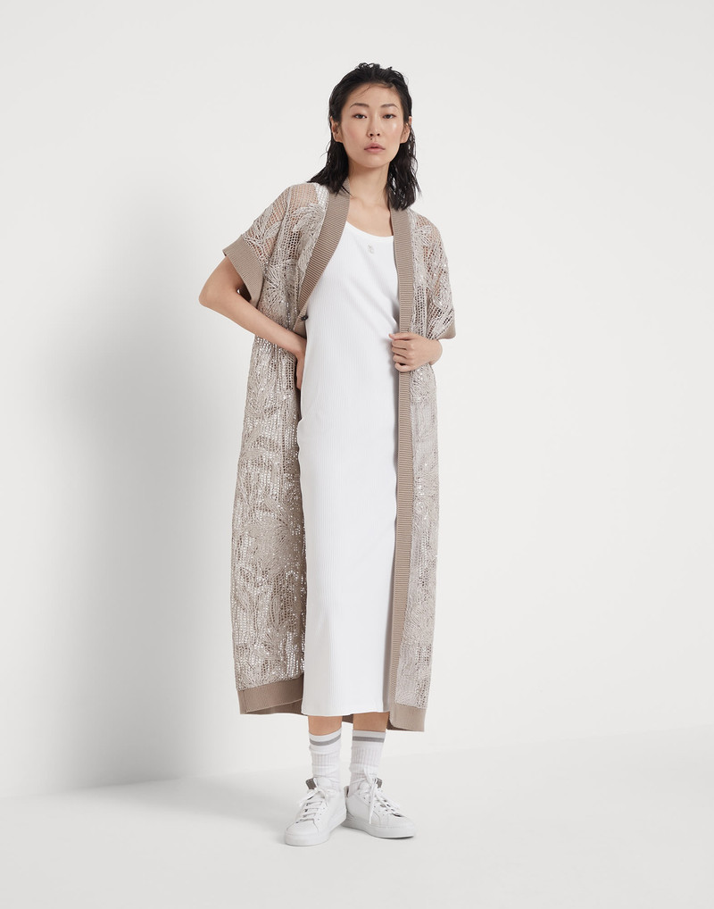 Stretch cotton ribbed jersey dress with logo 5