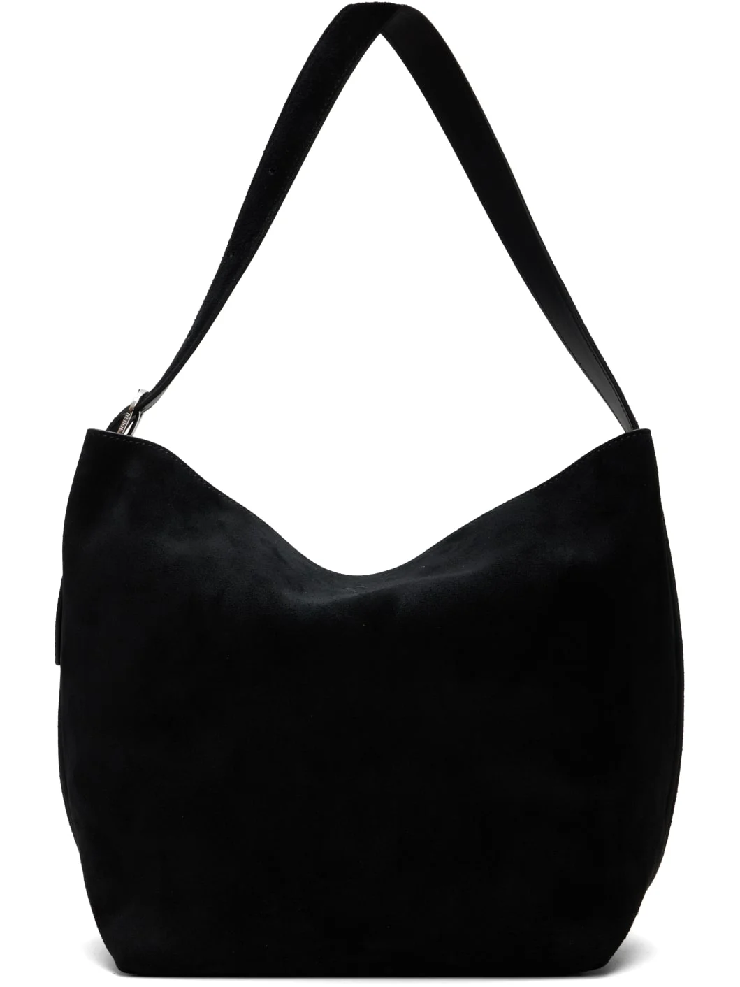 Black Belted Suede Medium Tote - 1