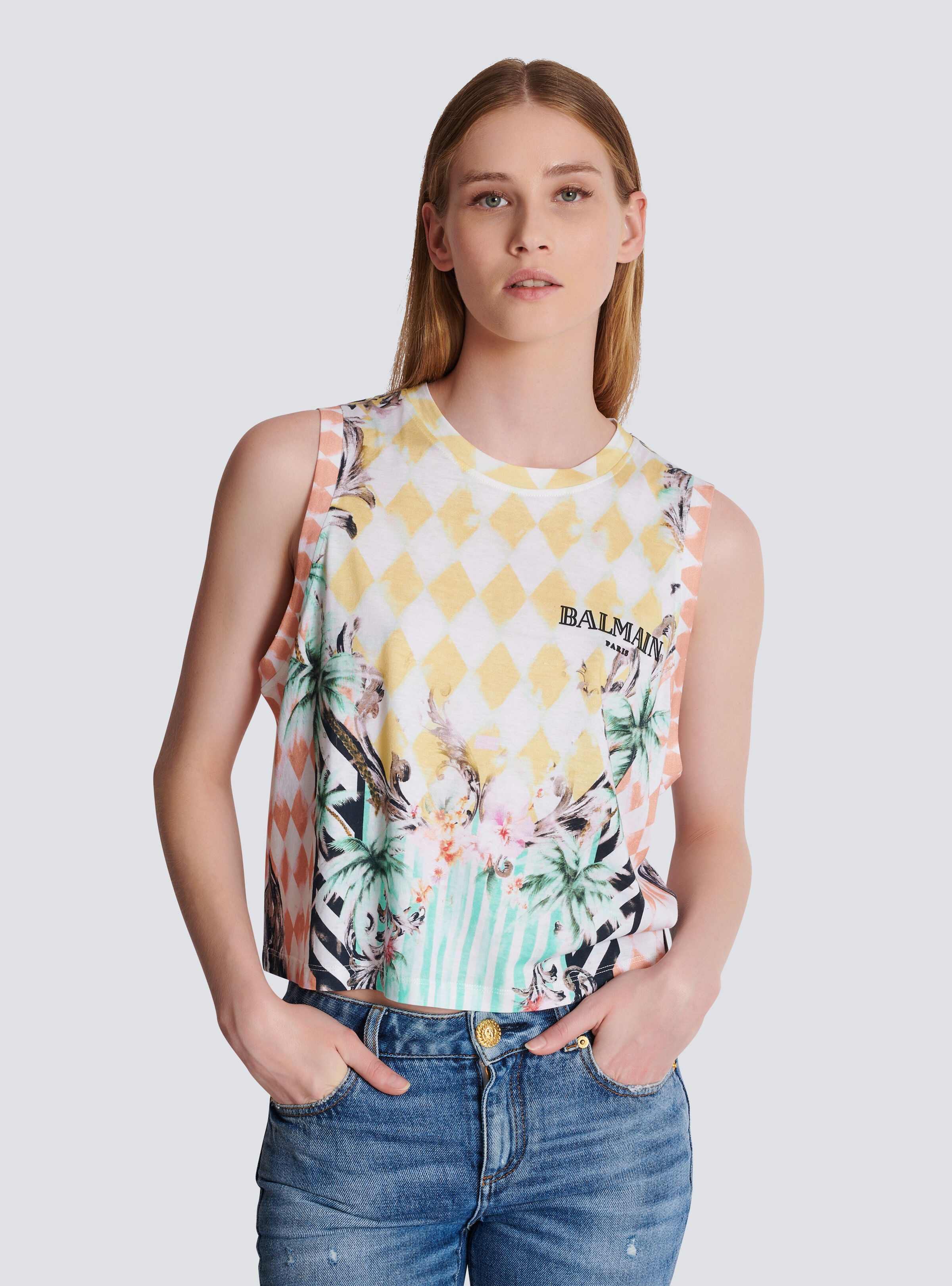 Vintage Balmain tank top with Baroque print - 6