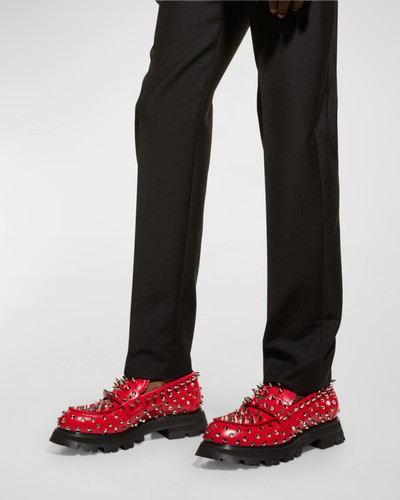 Alexander McQueen Men's Spike-Embellished Leather Penny Loafers outlook