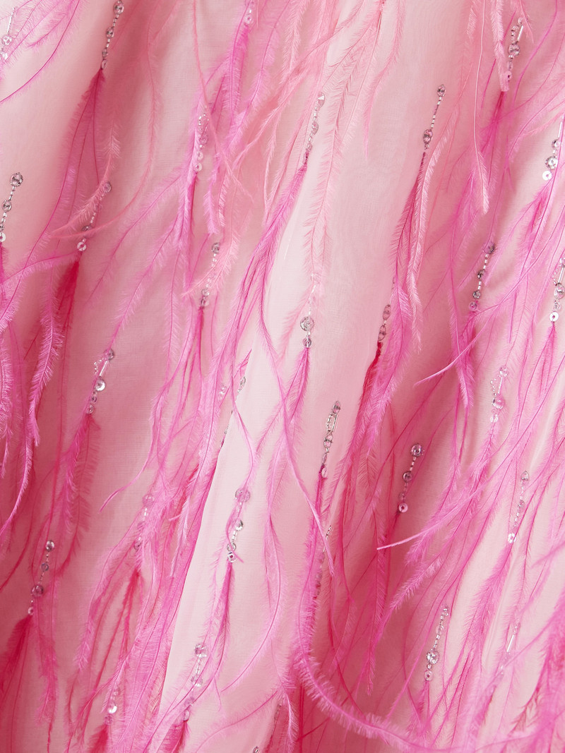 Embellished Feather-trimmed Silk-organza Midi Skirt 4