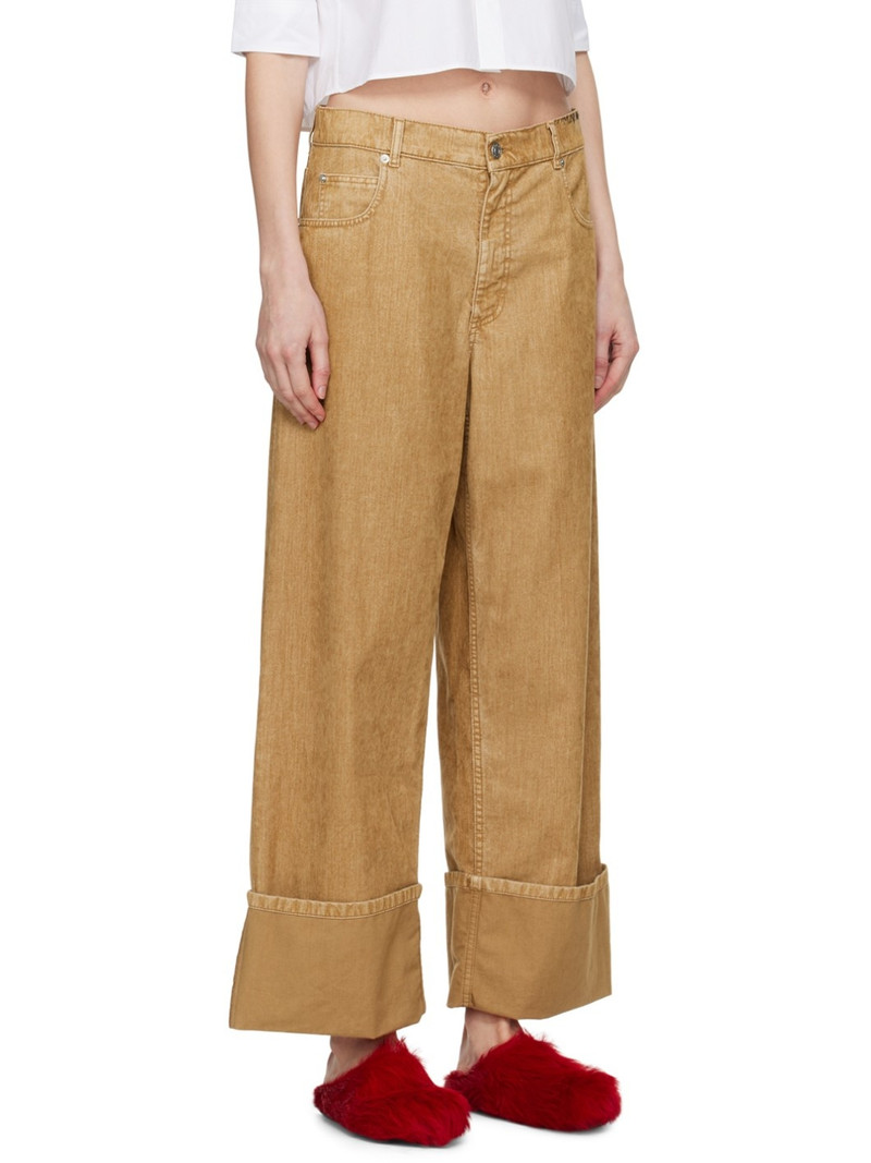 Tan Flocked Jeans 2