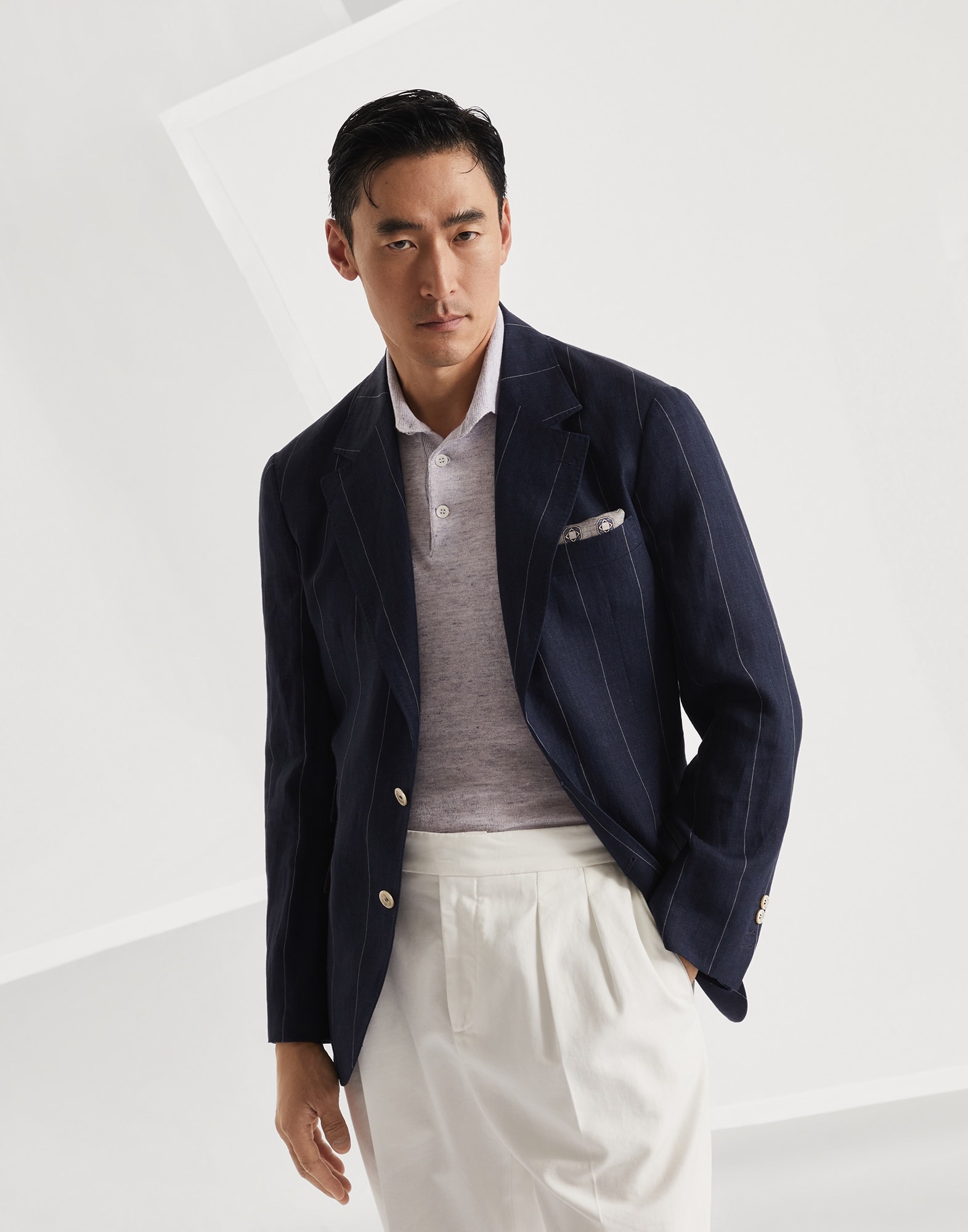 Linen and cotton knit polo - 4