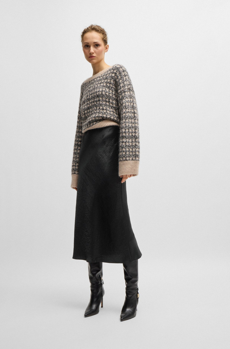 BOSS MIDI-LENGTH SKIRT IN CRINKLED SATIN-TOUCH FABRIC outlook