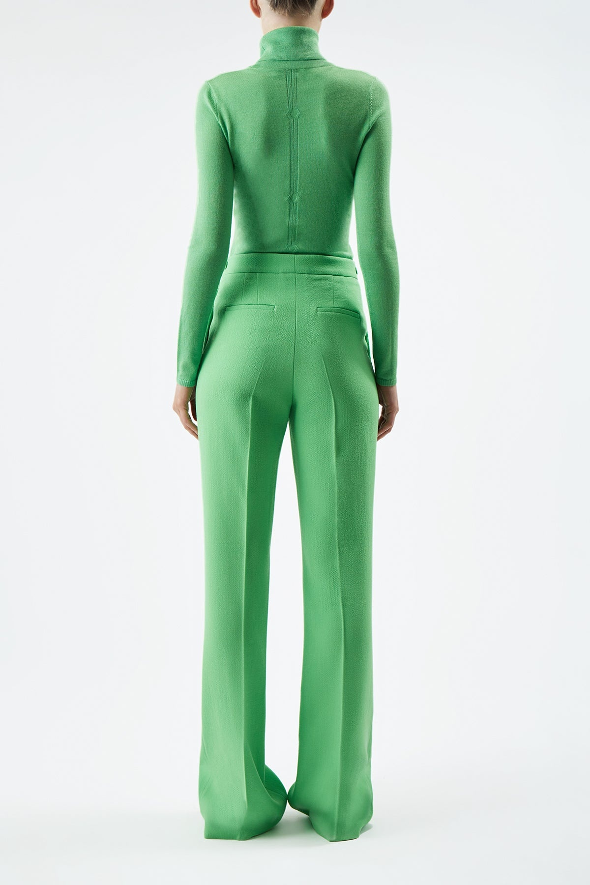 Steinem Turtleneck in Fluorescent Green Silk Cashmere - 4
