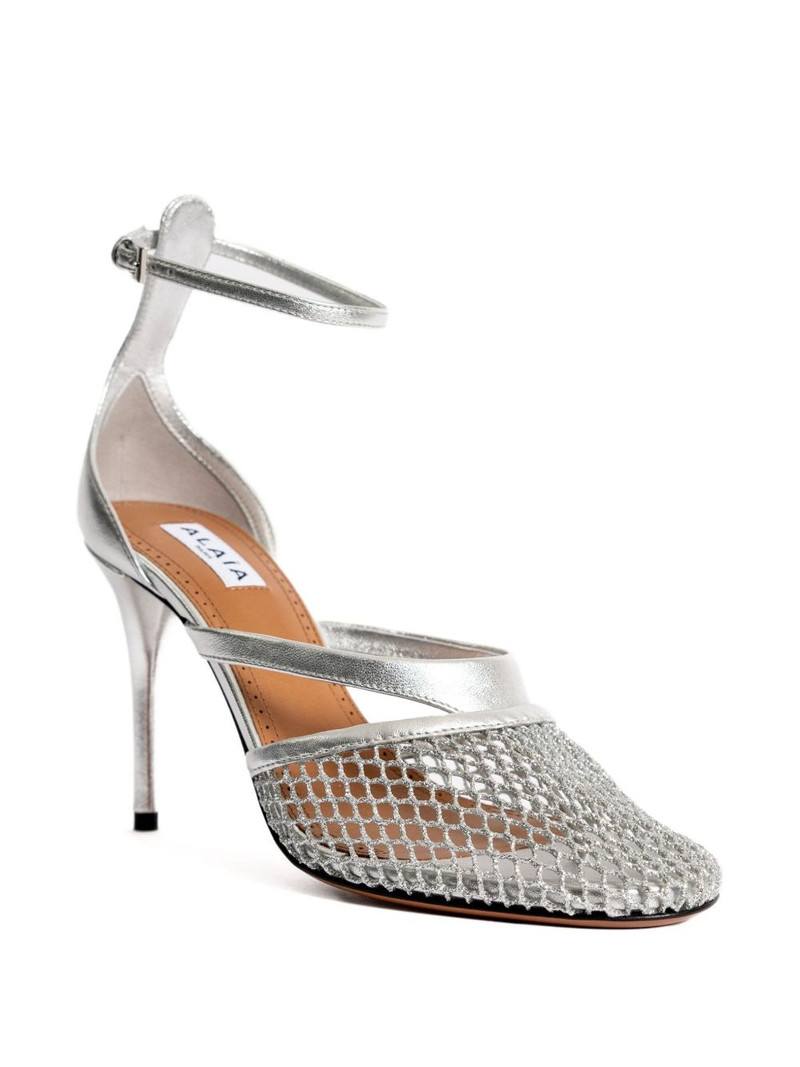 Alaïa 90mm Infradito metallic-mesh ankle-strap sandals outlook