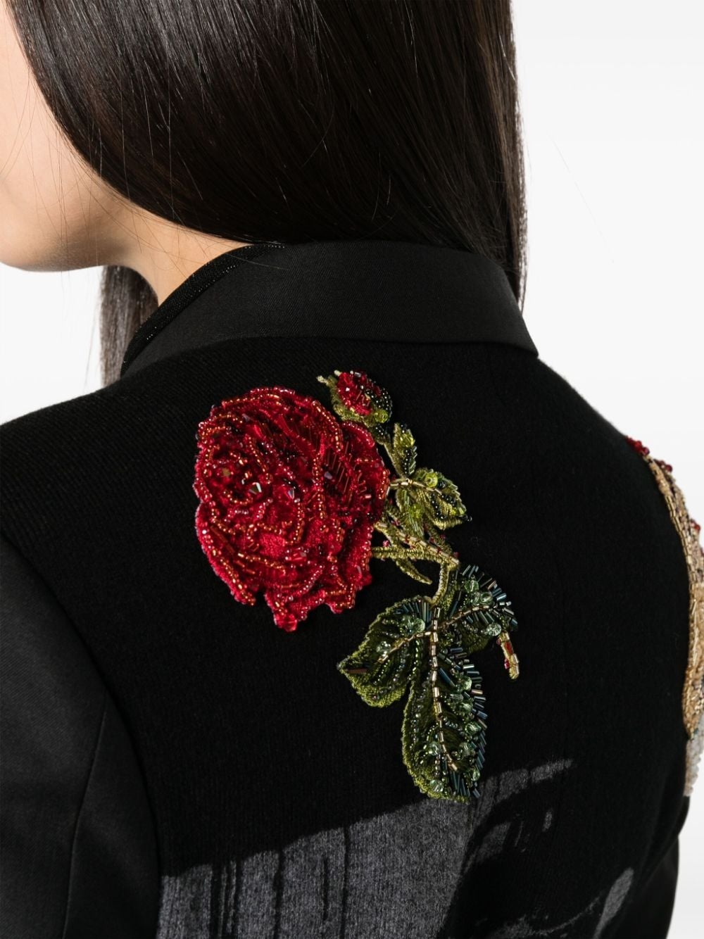 bead-appliquÃ© wool blend blazer - 5