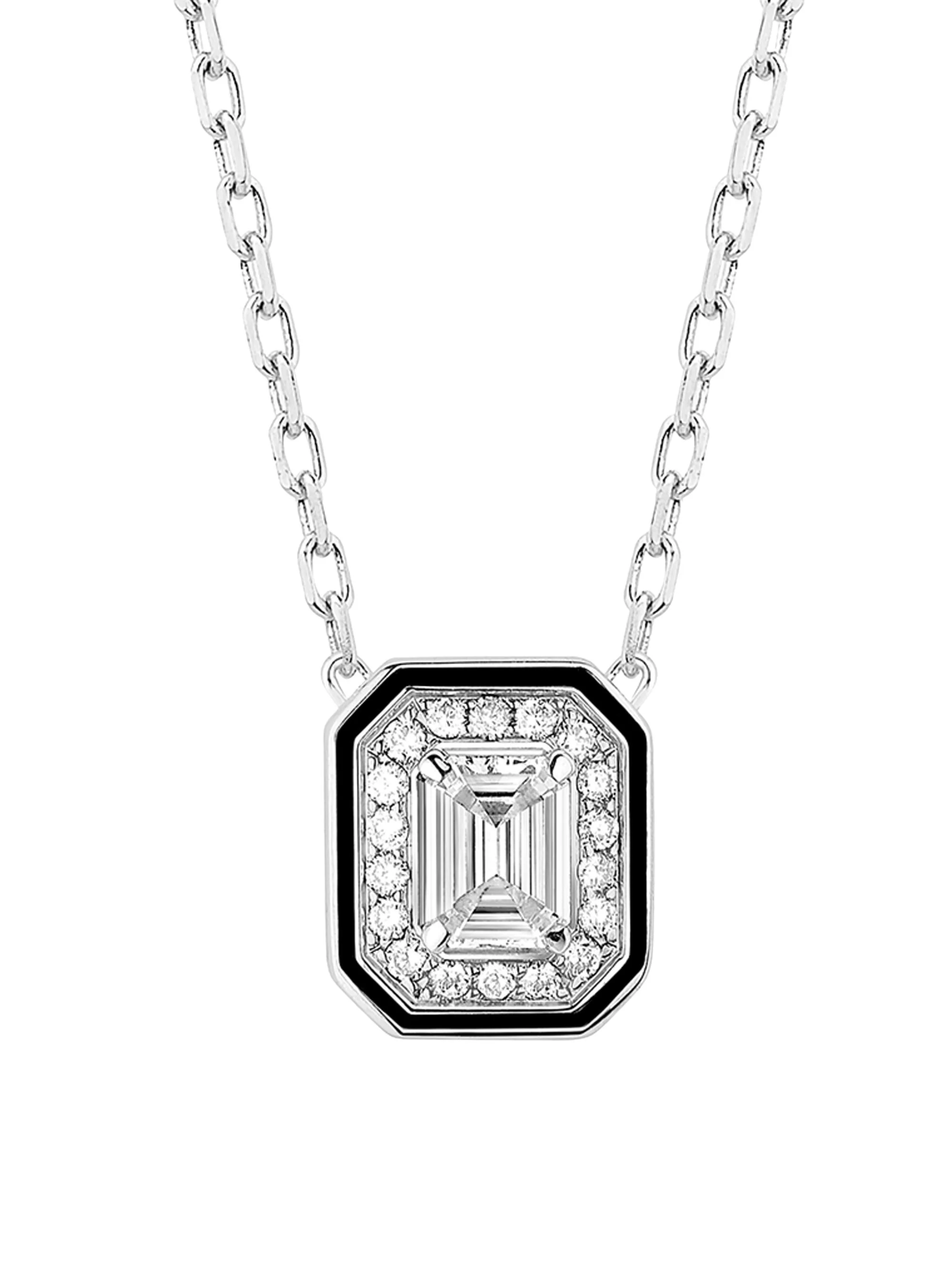 Women's Vendôme Liseré 18K White Gold, 0.41 TCW Diamond & Lacquer Pendant Necklace - Diamond - 1