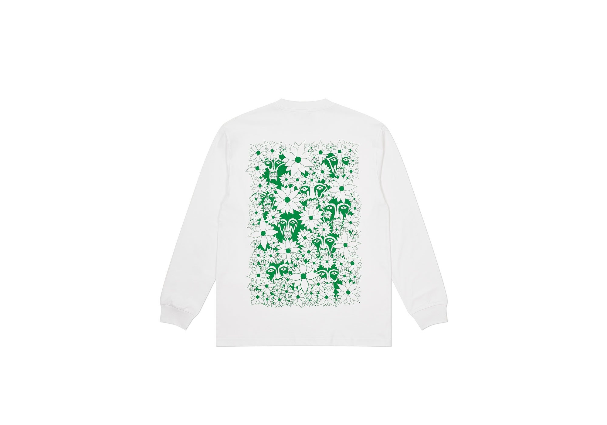 PALACE SUBURBAN BLISS FLOWER FACES LONGSLEEVE WHITE - 1