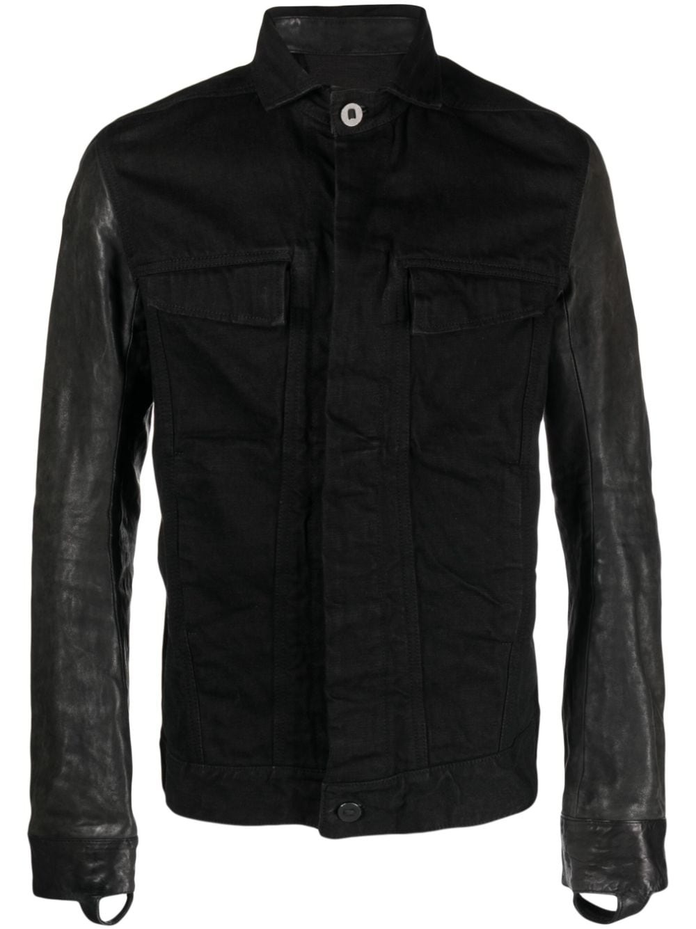 contrast-sleeve shirt jacket - 1