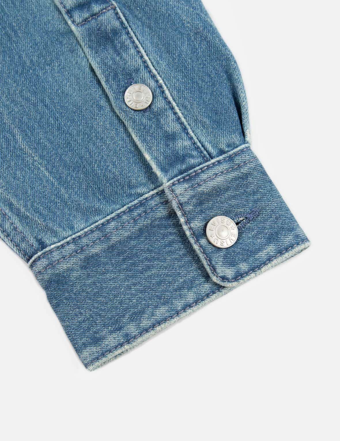 Vintage Daruma Print Denim Shirt Jacket - 13