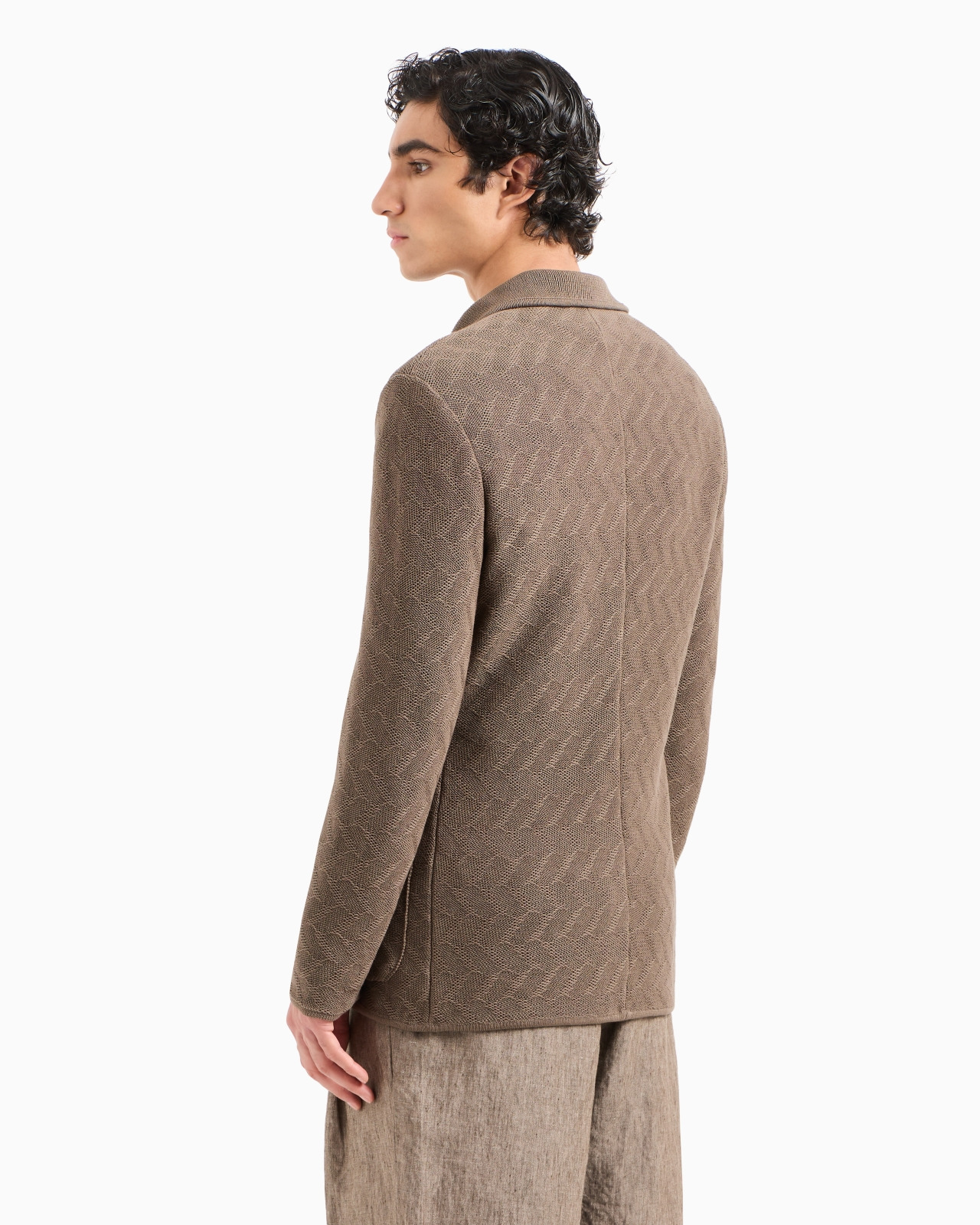 SINGLE-BREASTED JACKET IN A JACQUARD COTTON KNIT - 3