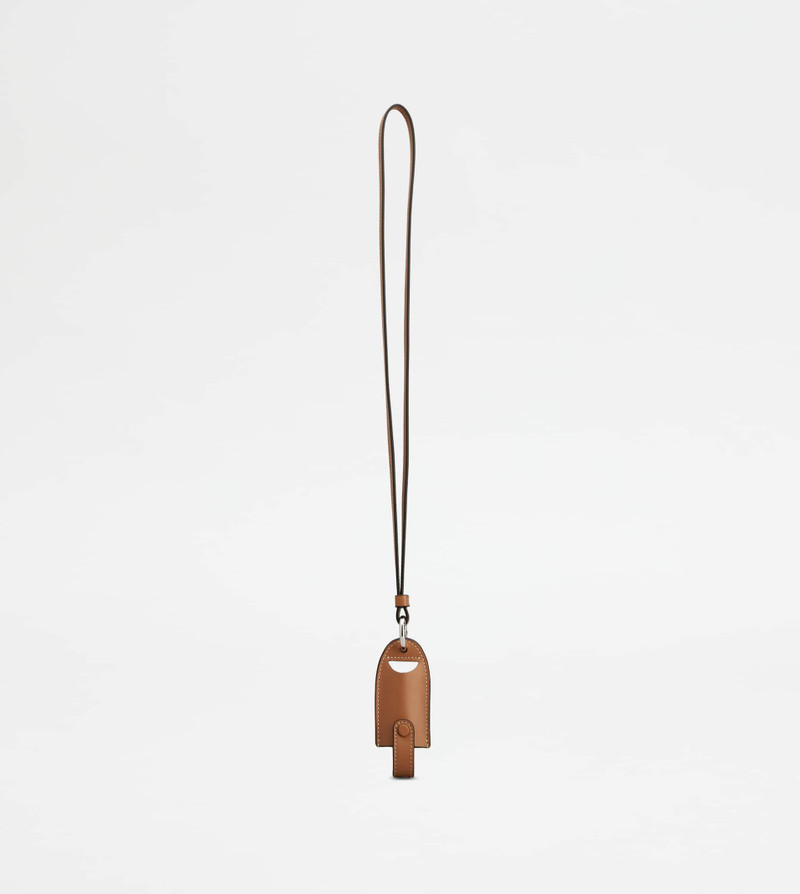 NECK LIPSTICK HOLDER IN LEATHER - BROWN 1