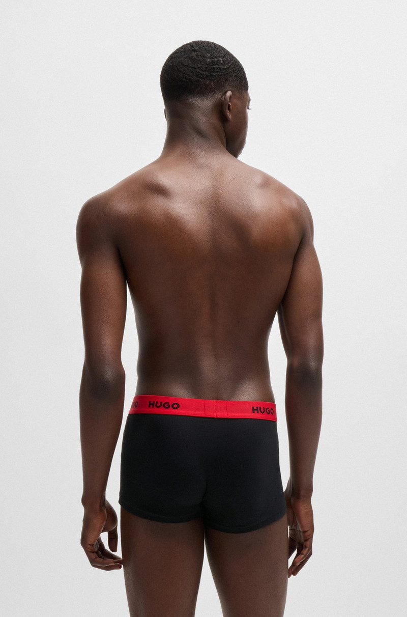 HUGO THREE-PACK OF STRETCH-COTTON TRUNKS WITH LOGO WAISTBANDS outlook