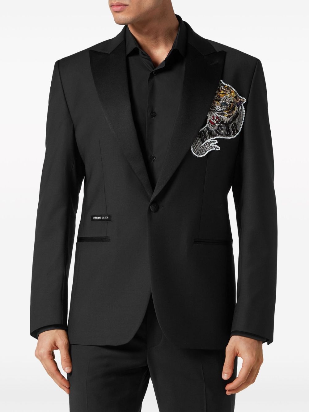 tattoo-appliquÃ© single-breasted blazer - 3