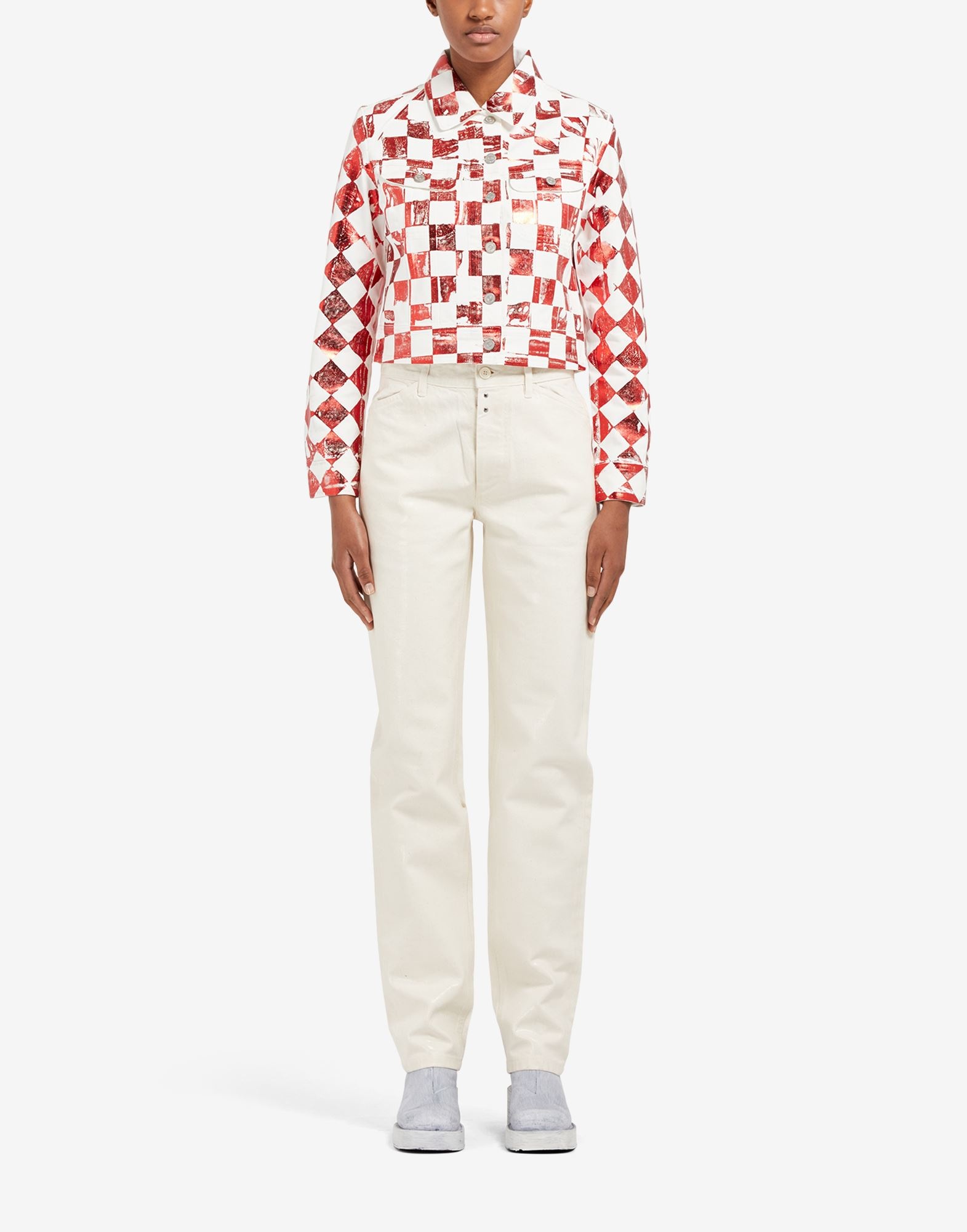 Fchess mylar print fitted denim jacket - 2