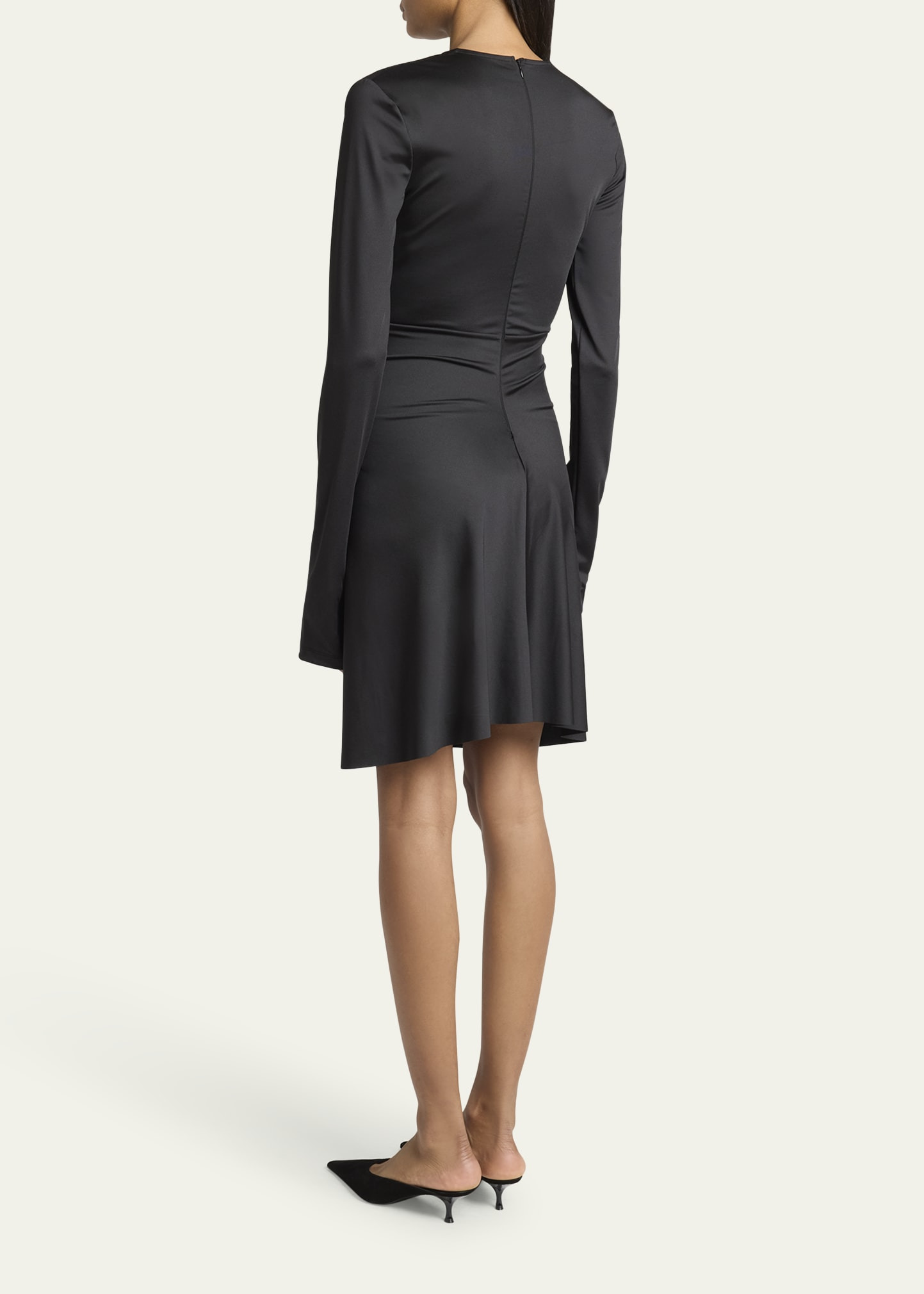 Ruched Deep V-Neck Mini Dress - 3