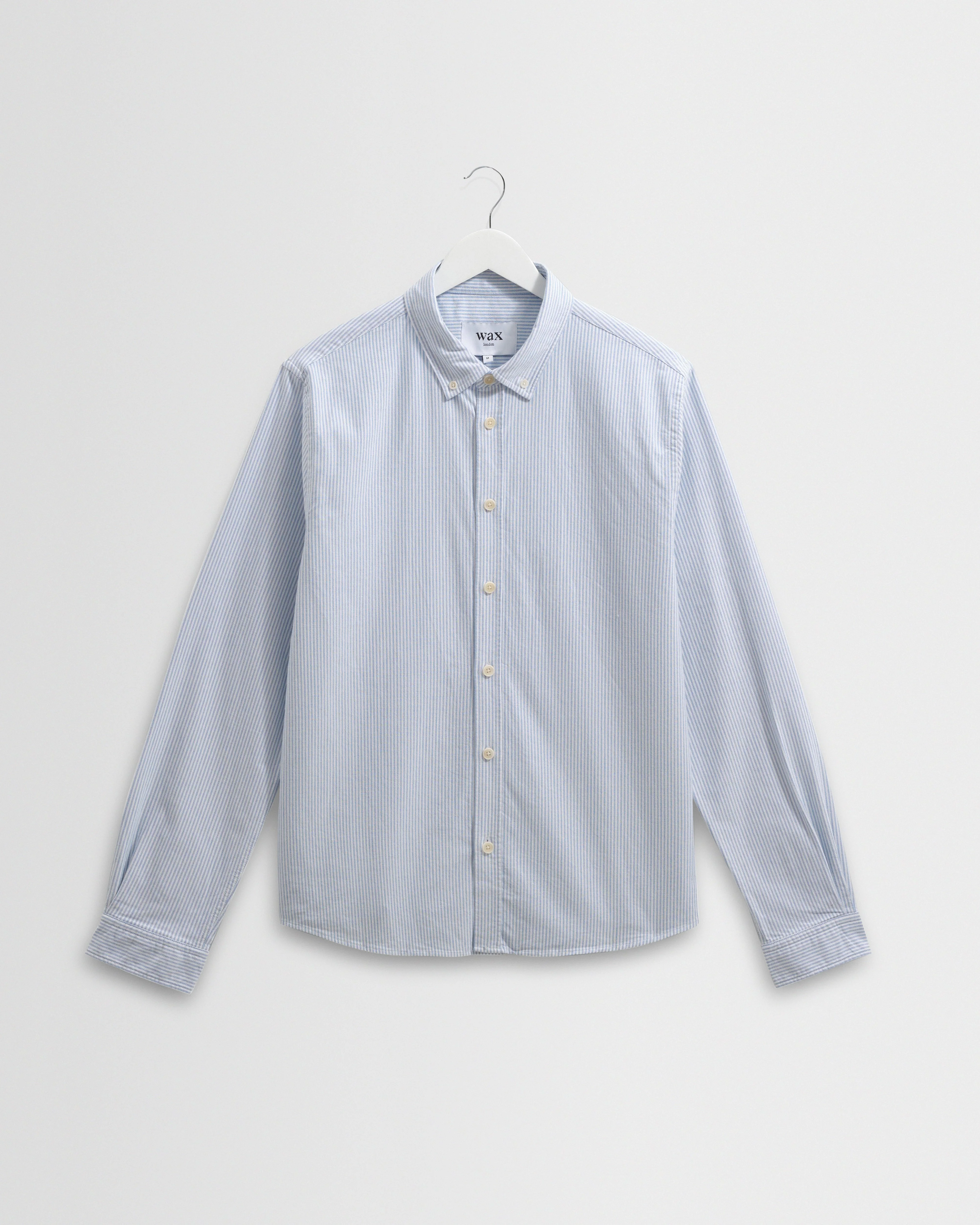 Caspian - White And Blue Stripe Cotton Oxford Shirt - 1