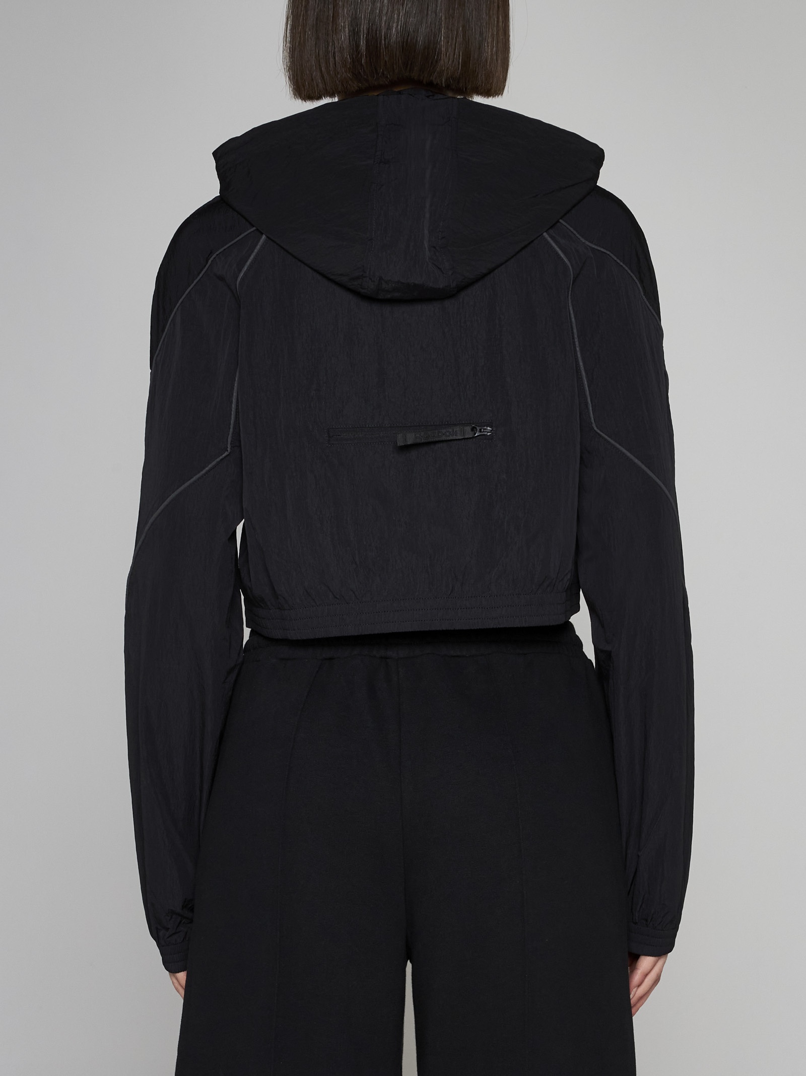 Hooded cropped nylon jacket - 4