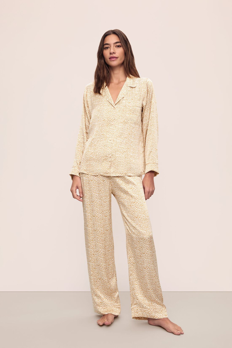 eberjey Inez Washable Silk Printed Long PJ Set outlook