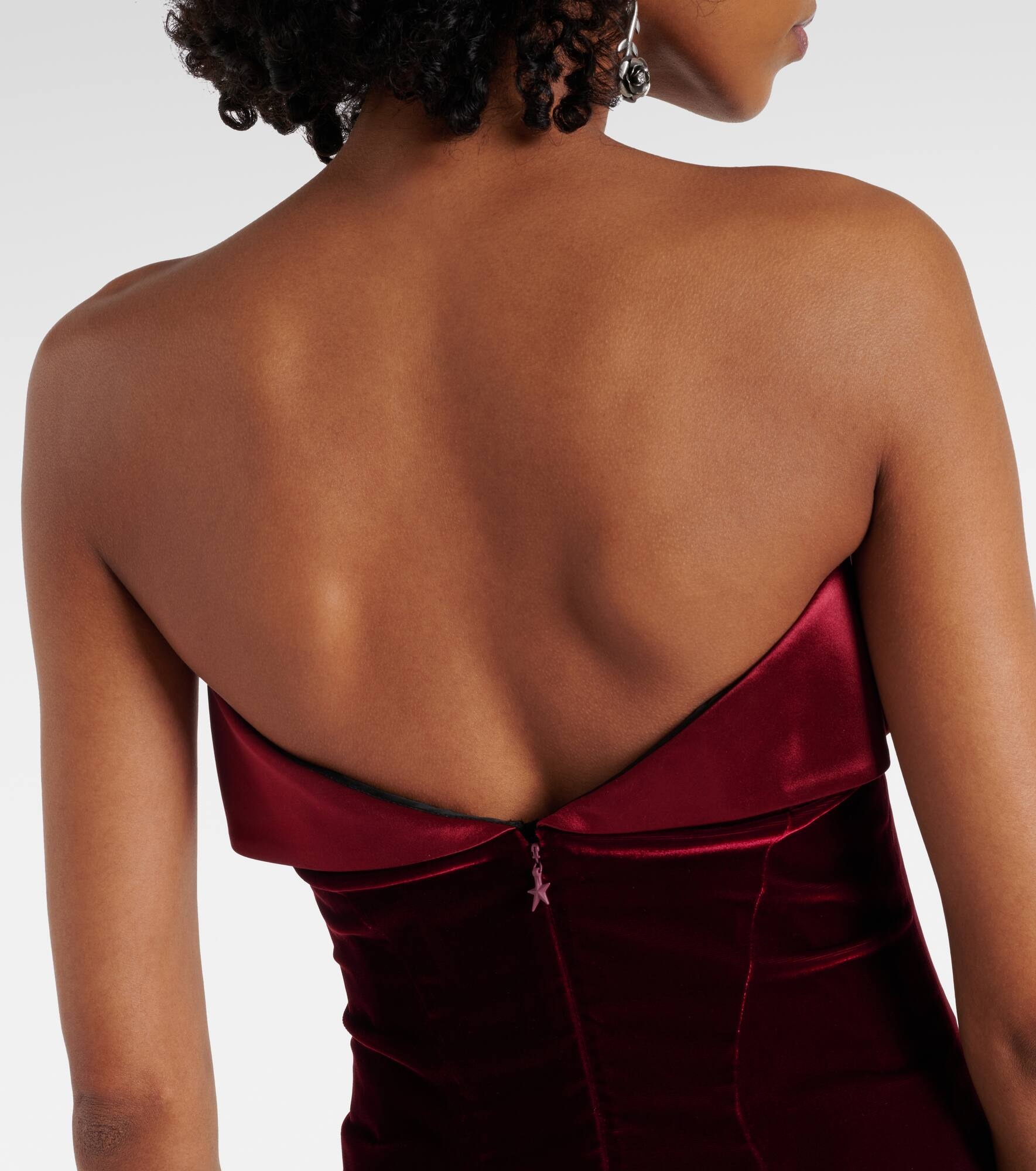 Satin-trimmed velvet minidress - 5