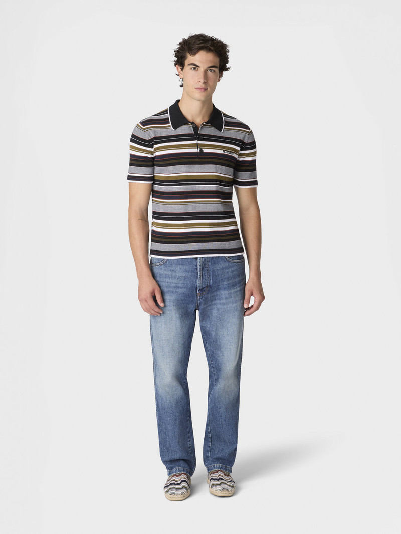 Missoni Striped cotton polo shirt with embroidered logo lettering outlook
