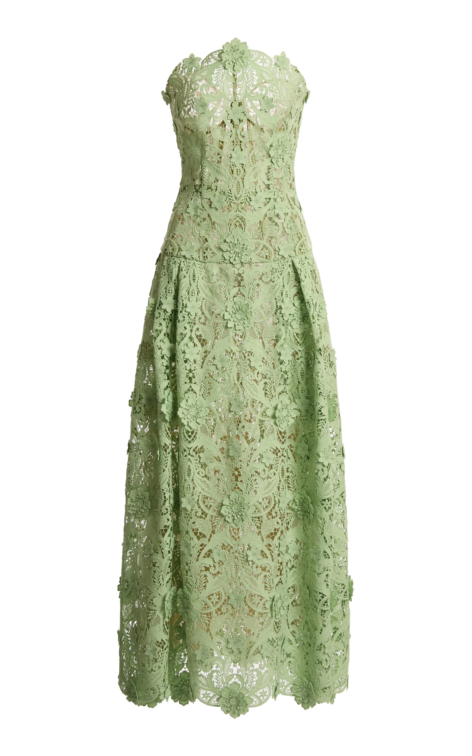 Macrame Corset Silk-Blend Midi Dress green - 1