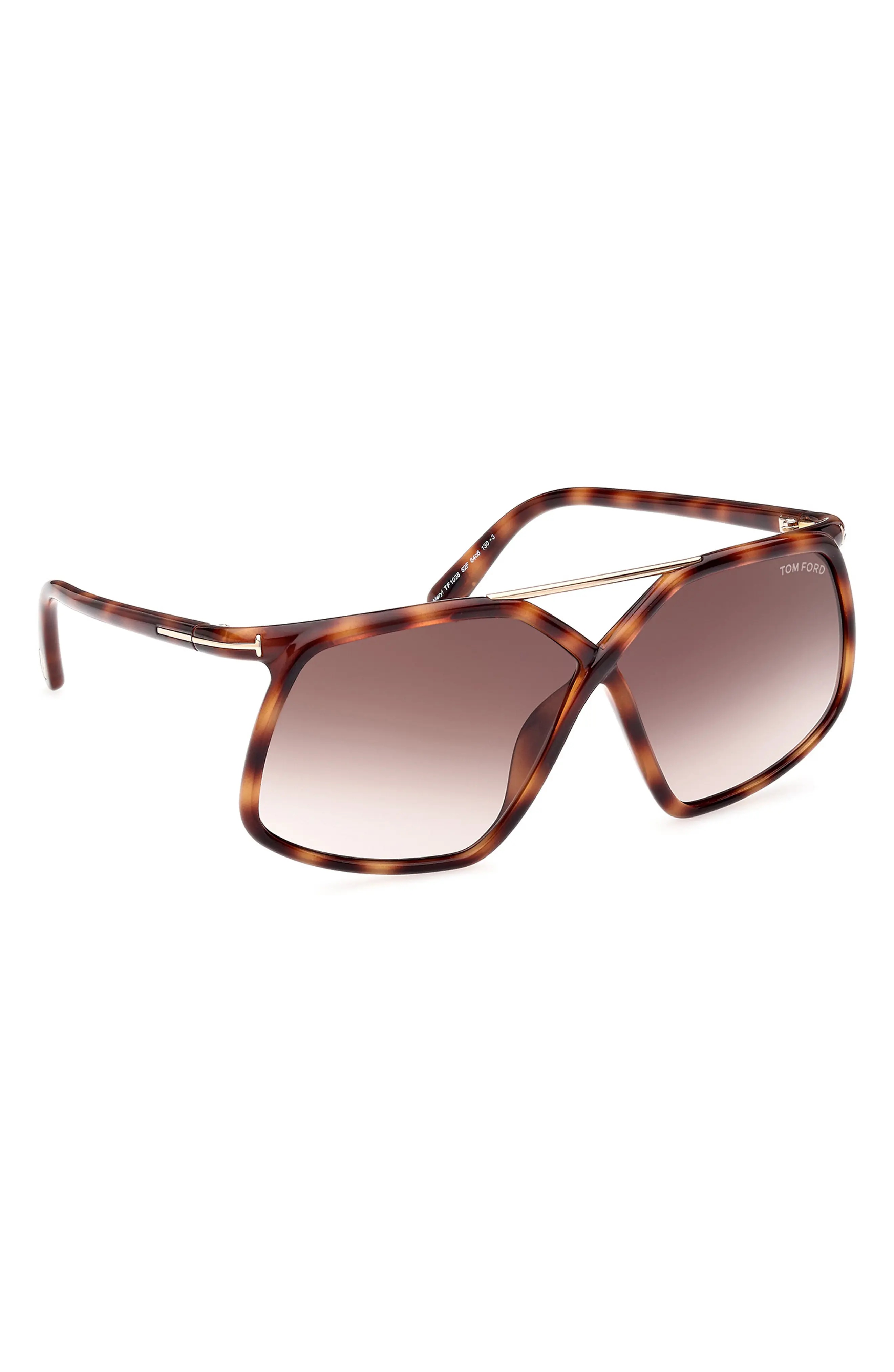 Meryl 64mm Gradient Polarized Oversize Square Sunglasses in Shiny Havana Rose Gold/Brown - 7