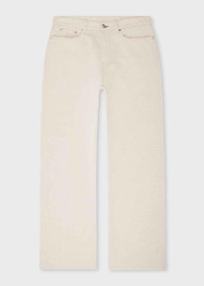 Ecru Cotton-Linen Twill Five-Pocket Trousers 1