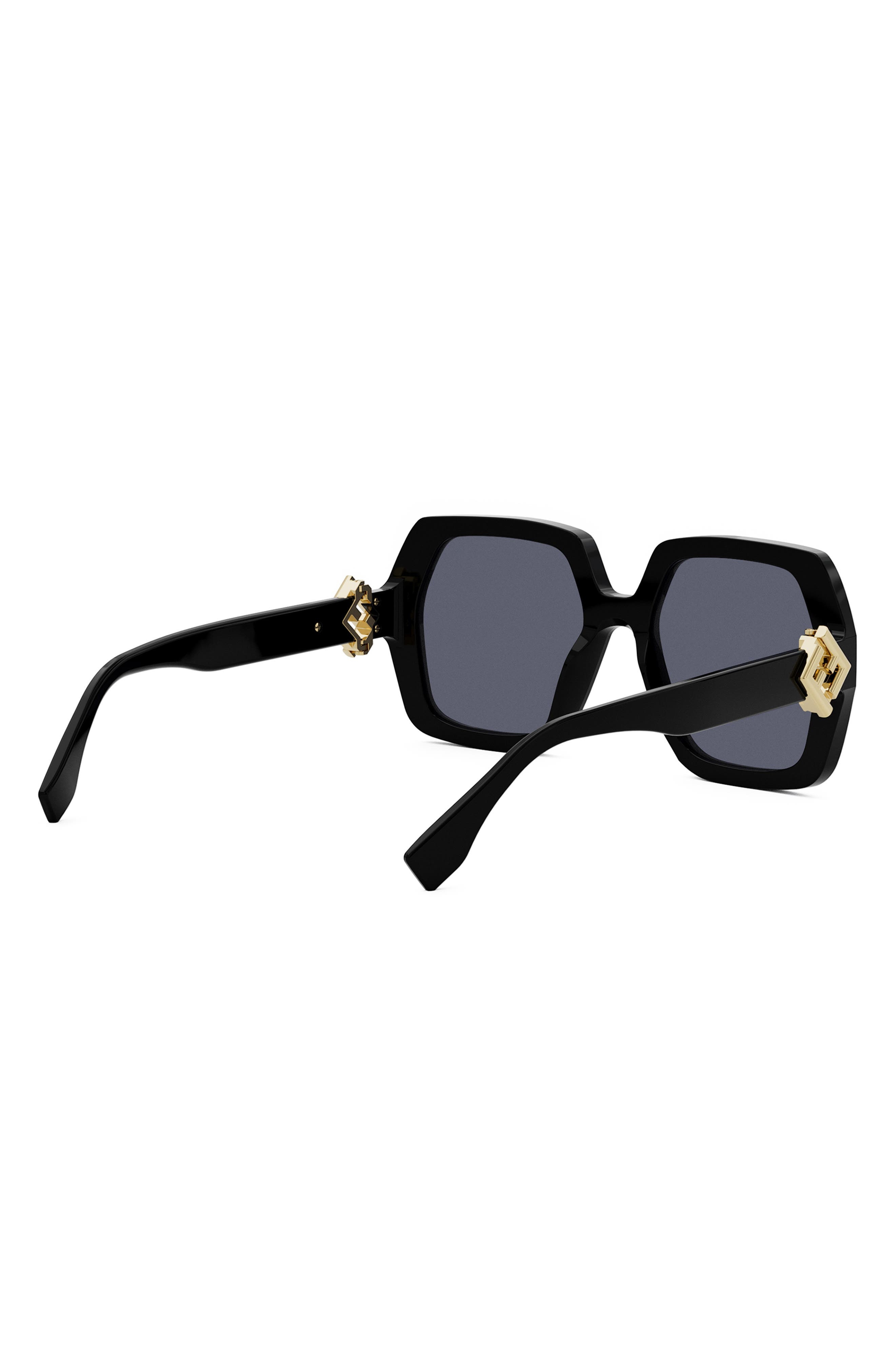 'Fendi Diamonds 51mm Square Sunglasses in Shiny Black /Blue at Nordstrom - 4