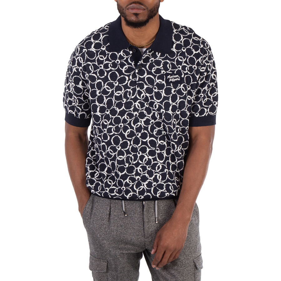 Maison Kitsune Abstract Daisy Jacquard Polo Shirt - 3