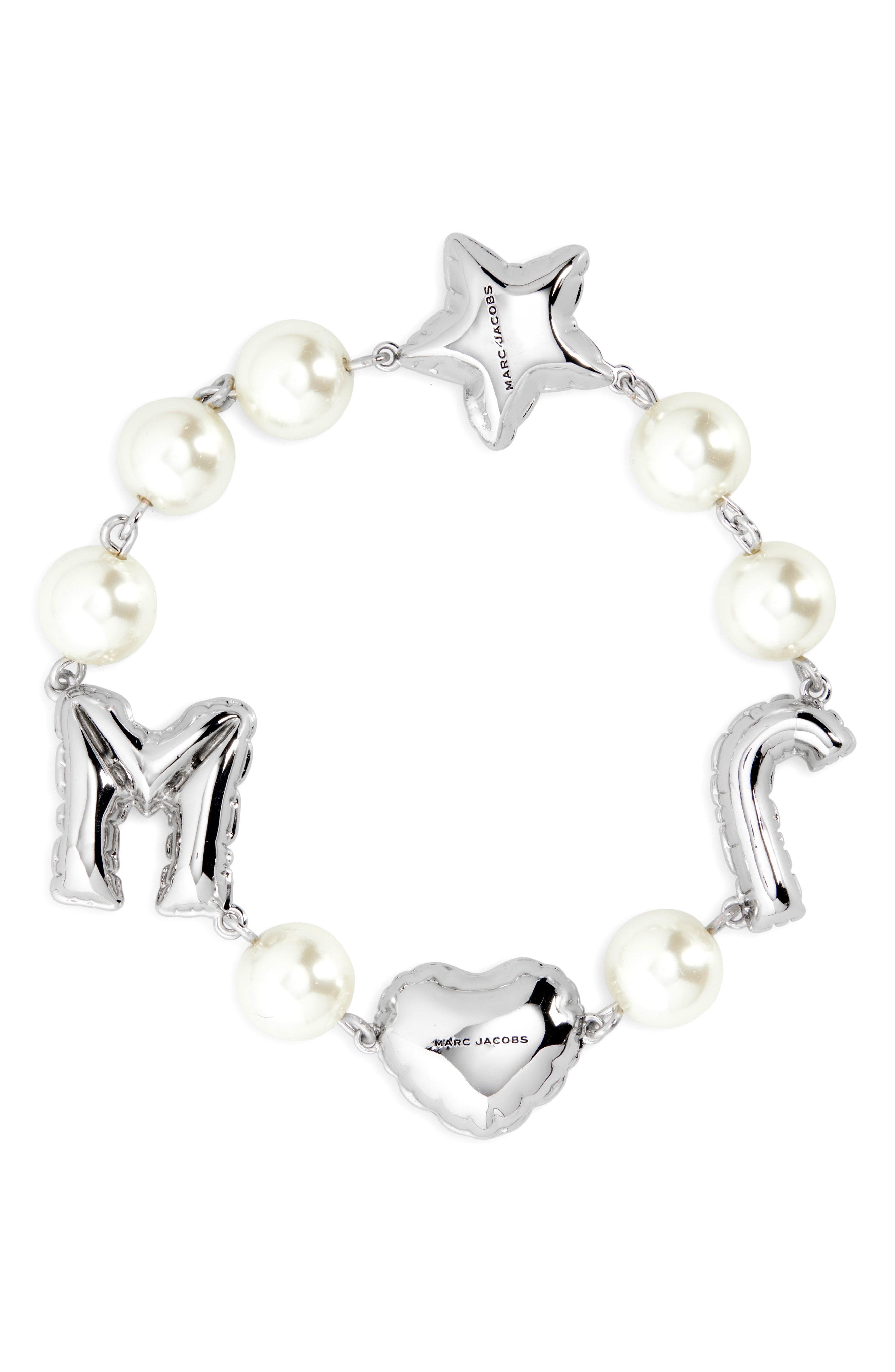 Marc Jacobs MJ Balloon Faux Pearl Bracelet in Silver at Nordstrom - 1