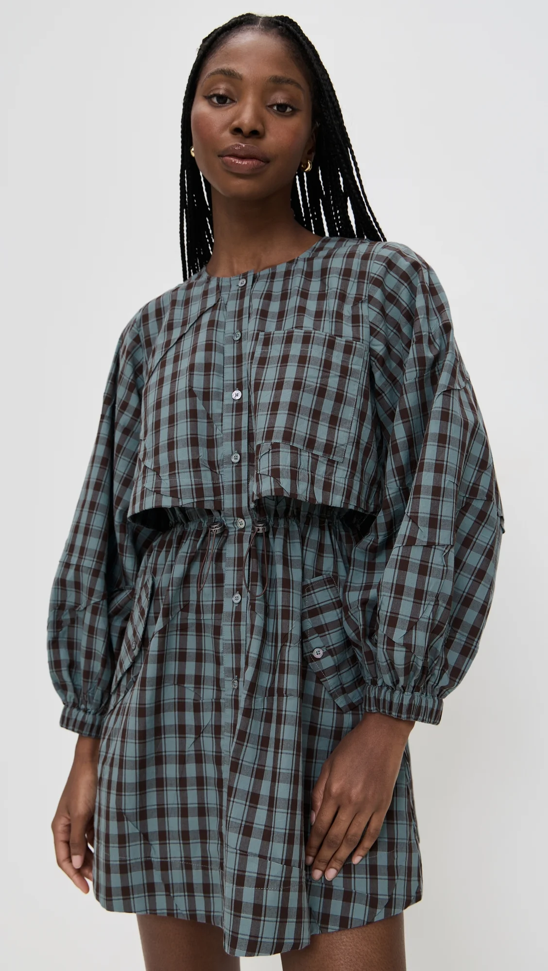 Ophelia Plaid Long Sleeve Mini Dress - 1