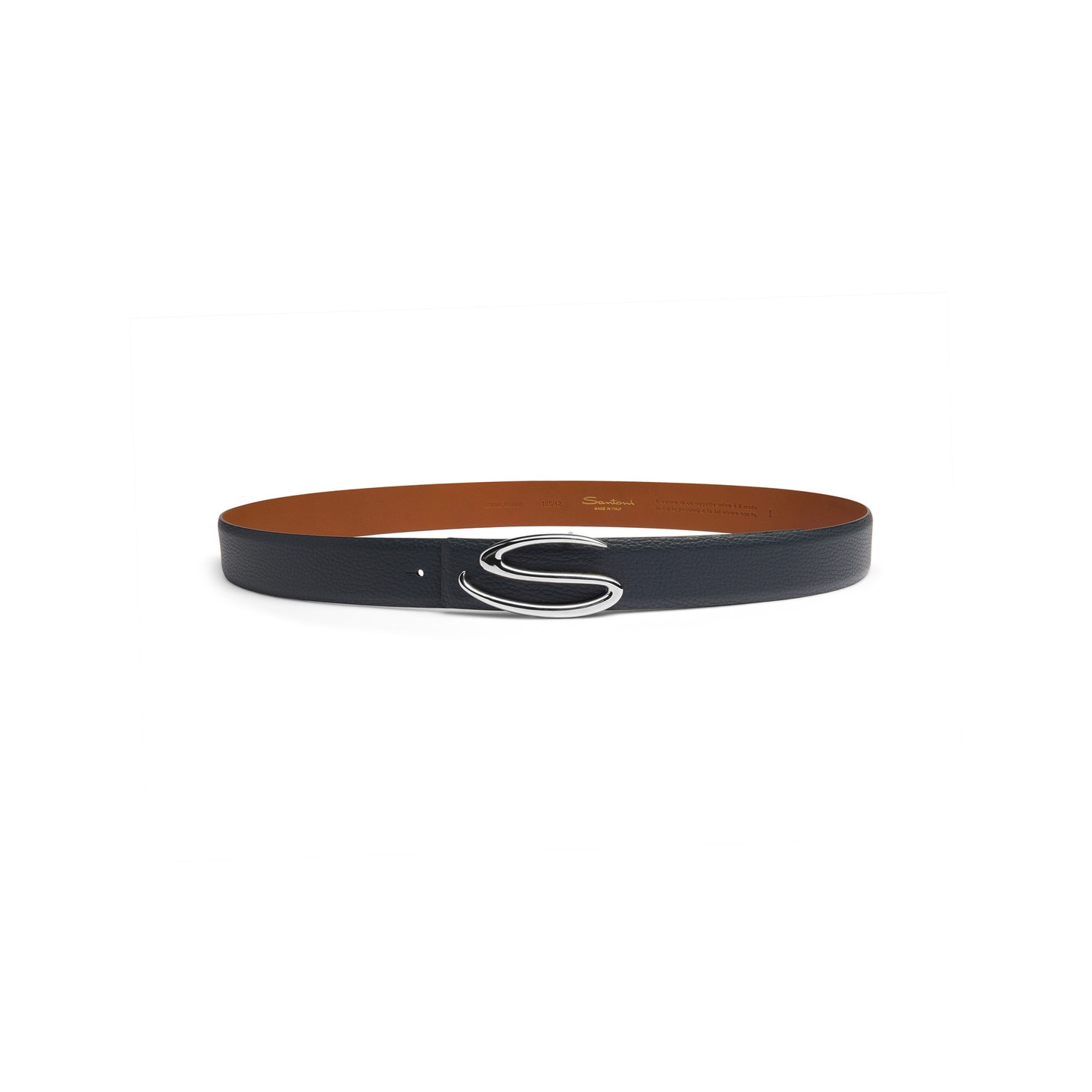 Blue tumbled leather belt strap - 5