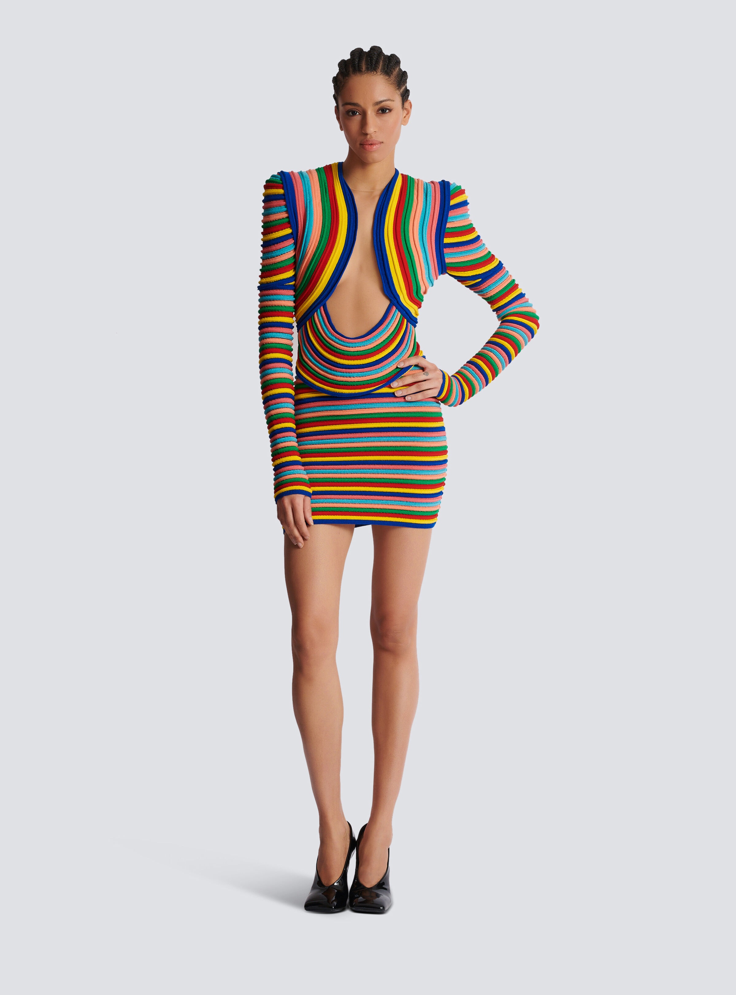 Short dress in multicoloured rolled knit - 2