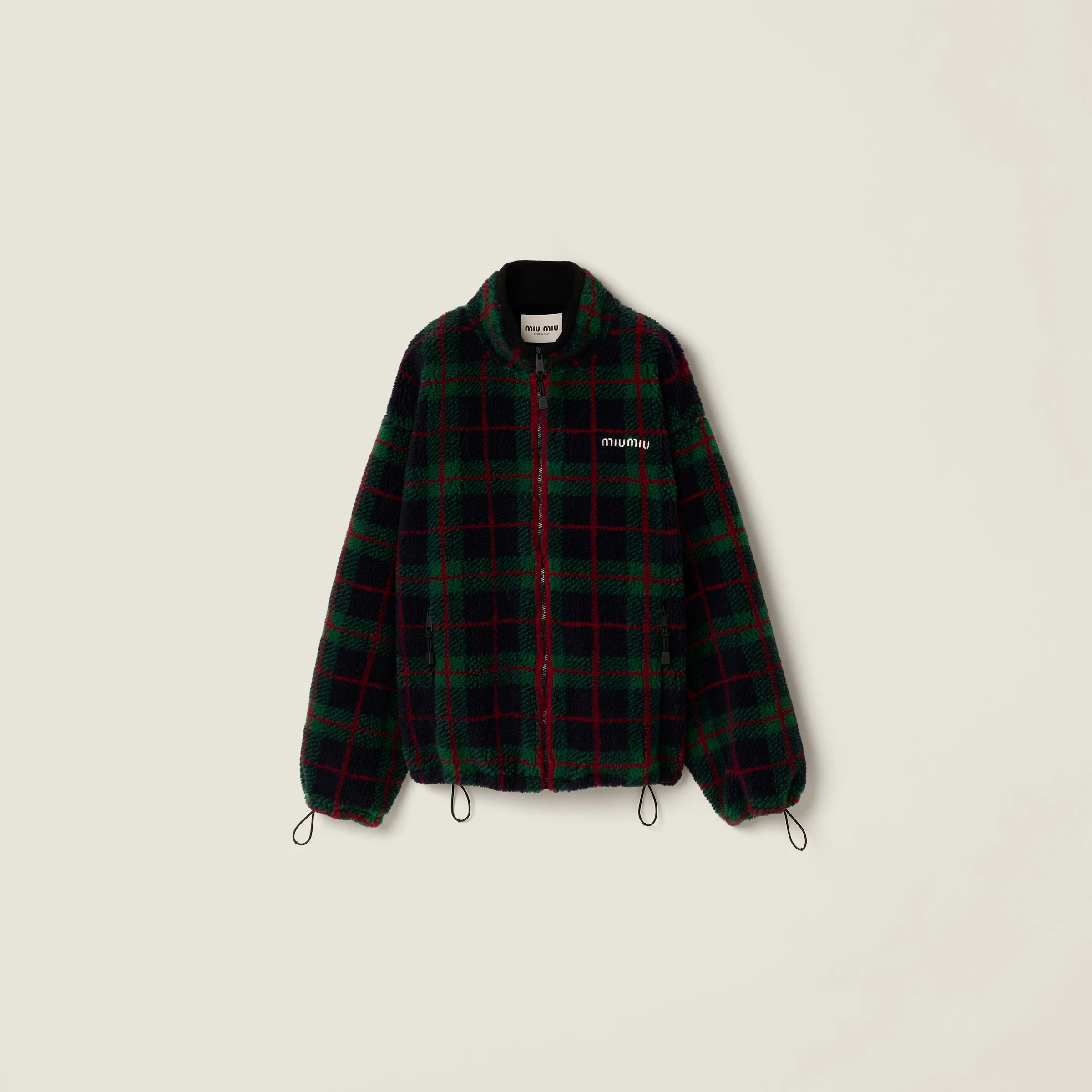 Checked teddy zipper jacket - 1