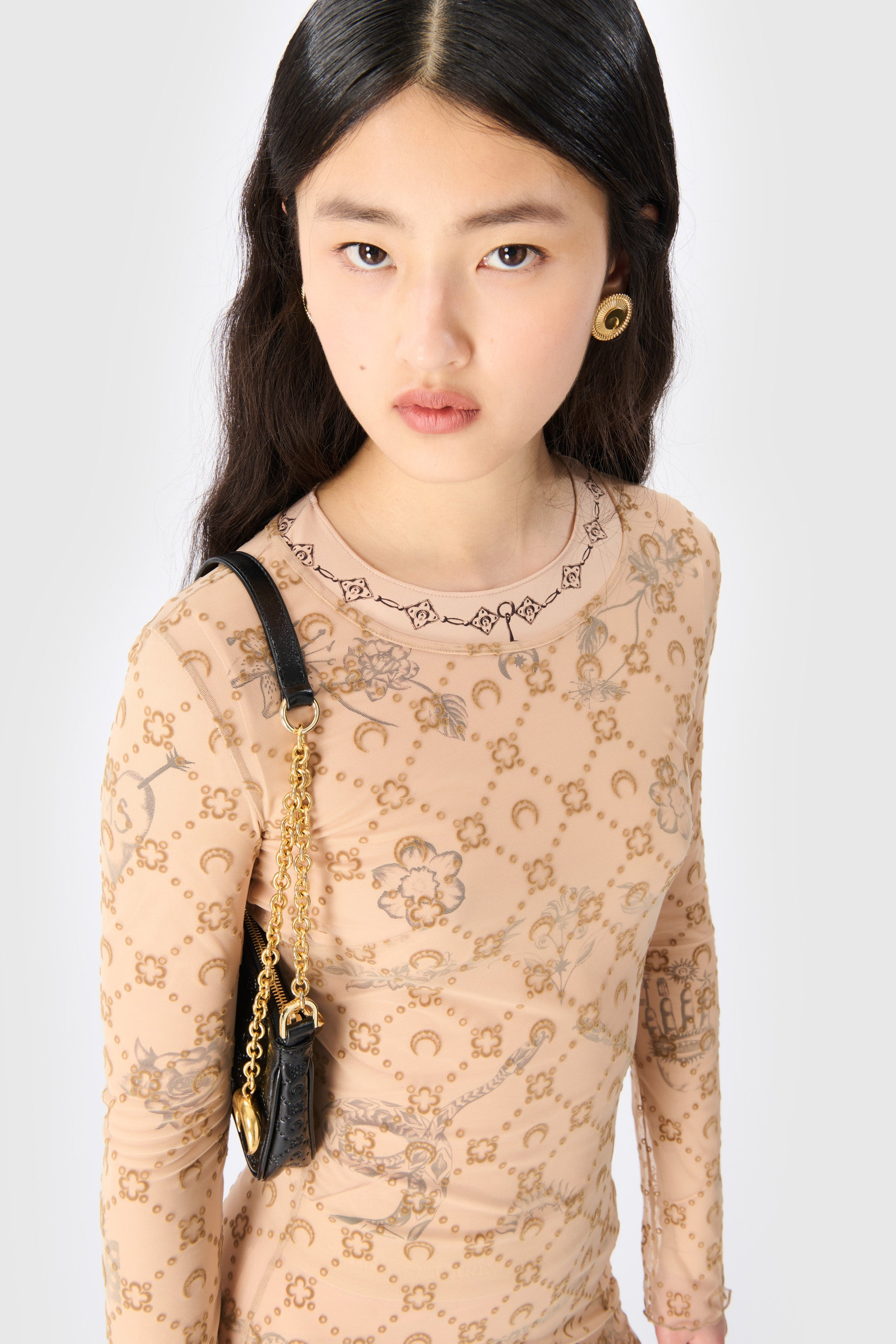 Moonogram Mesh Flock Long Dress - 4