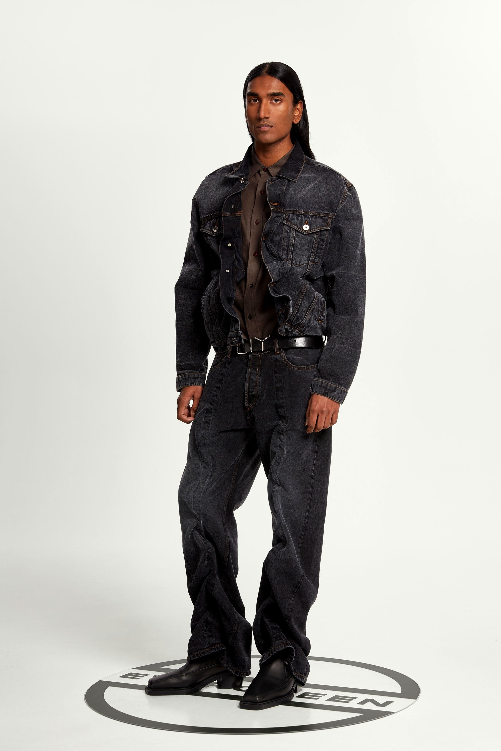 ジャケット Y PROJECT Black Denim Jacket 232893M177003_1.jpg