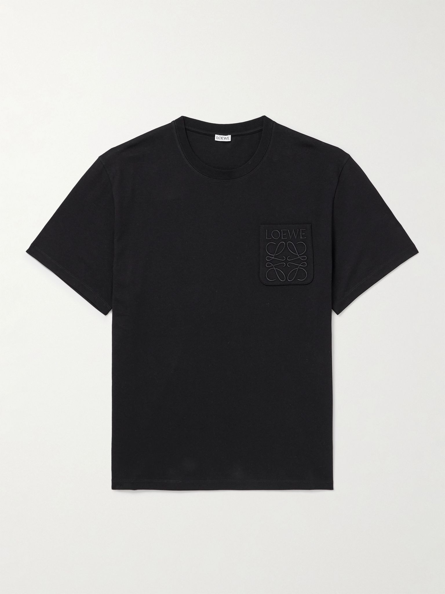 Logo-Embroidered Cotton-Jersey T-Shirt Black - 1
