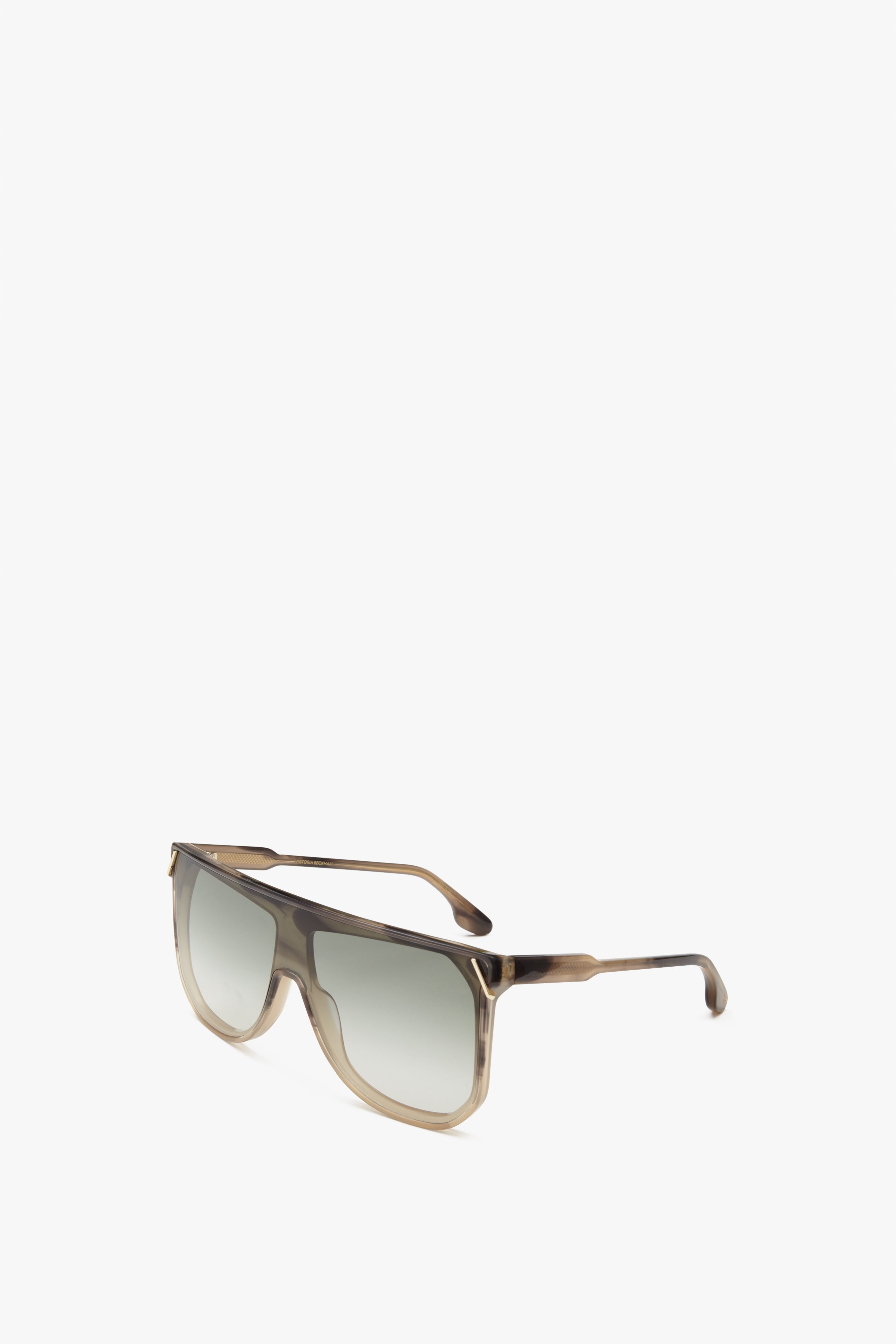 Classic Flat Top V Sunglasses in Striped Brown - 2