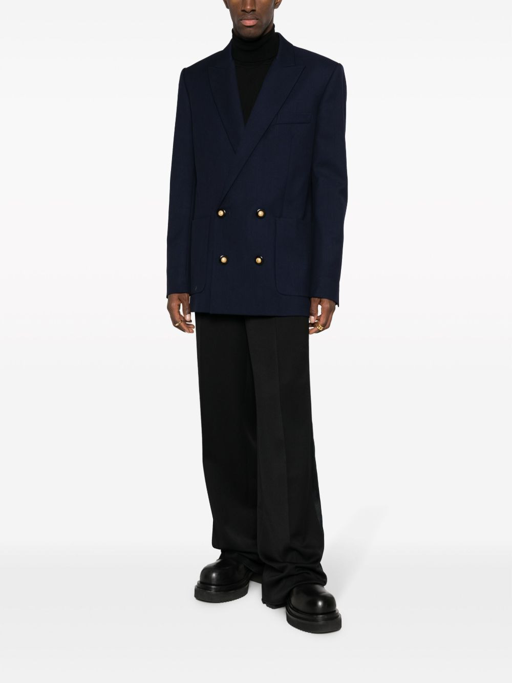 double-breasted virgin-wool blazer - 2