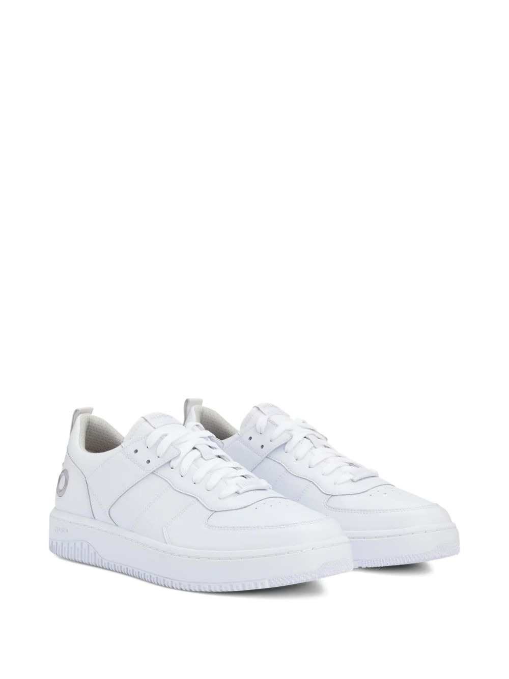 logo-detail leather trainers - 2