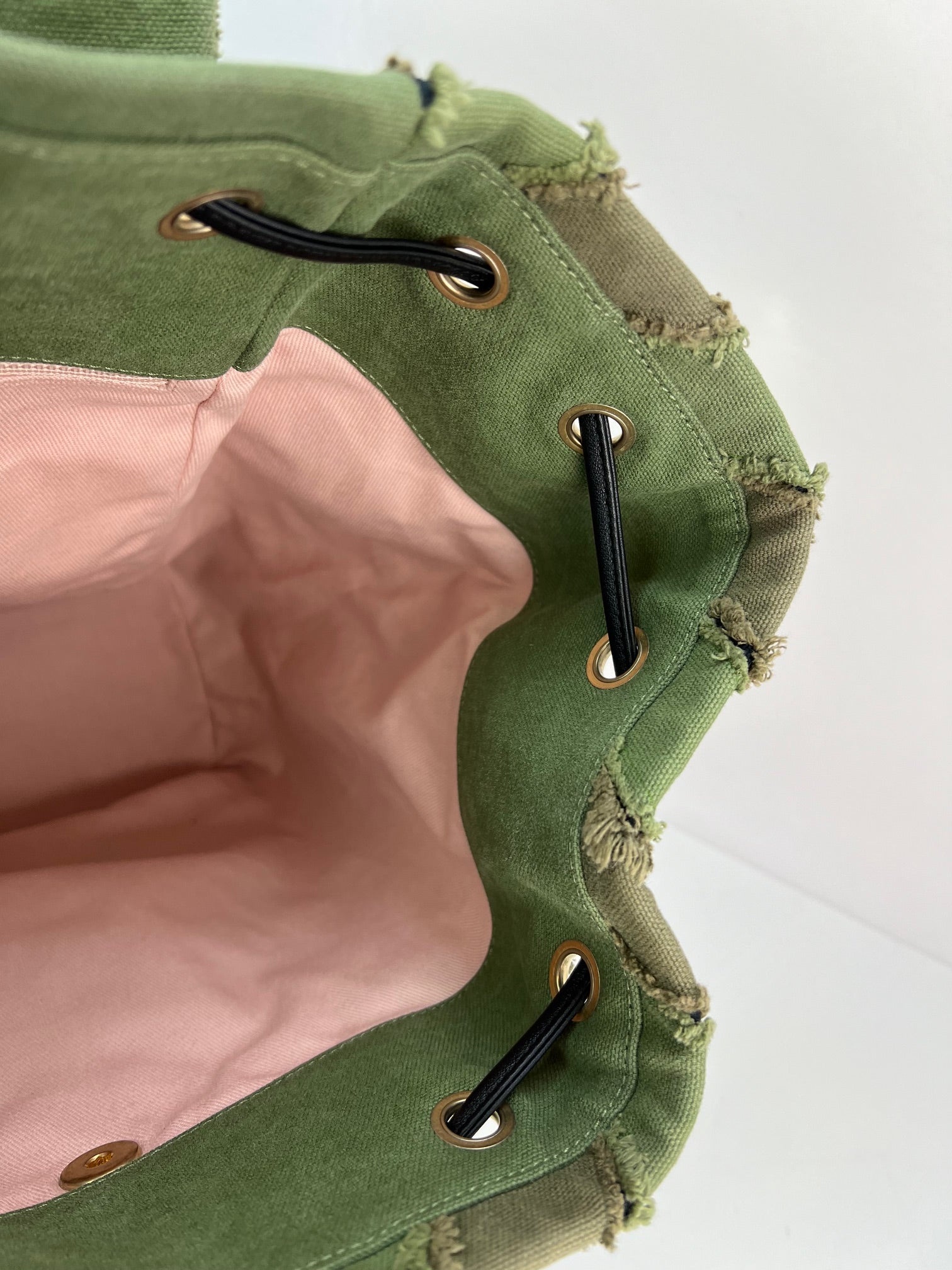 CHANEL Backpack Canvas Chevron Cuba Patchwork Khaki Green Backpack Preowned - 10