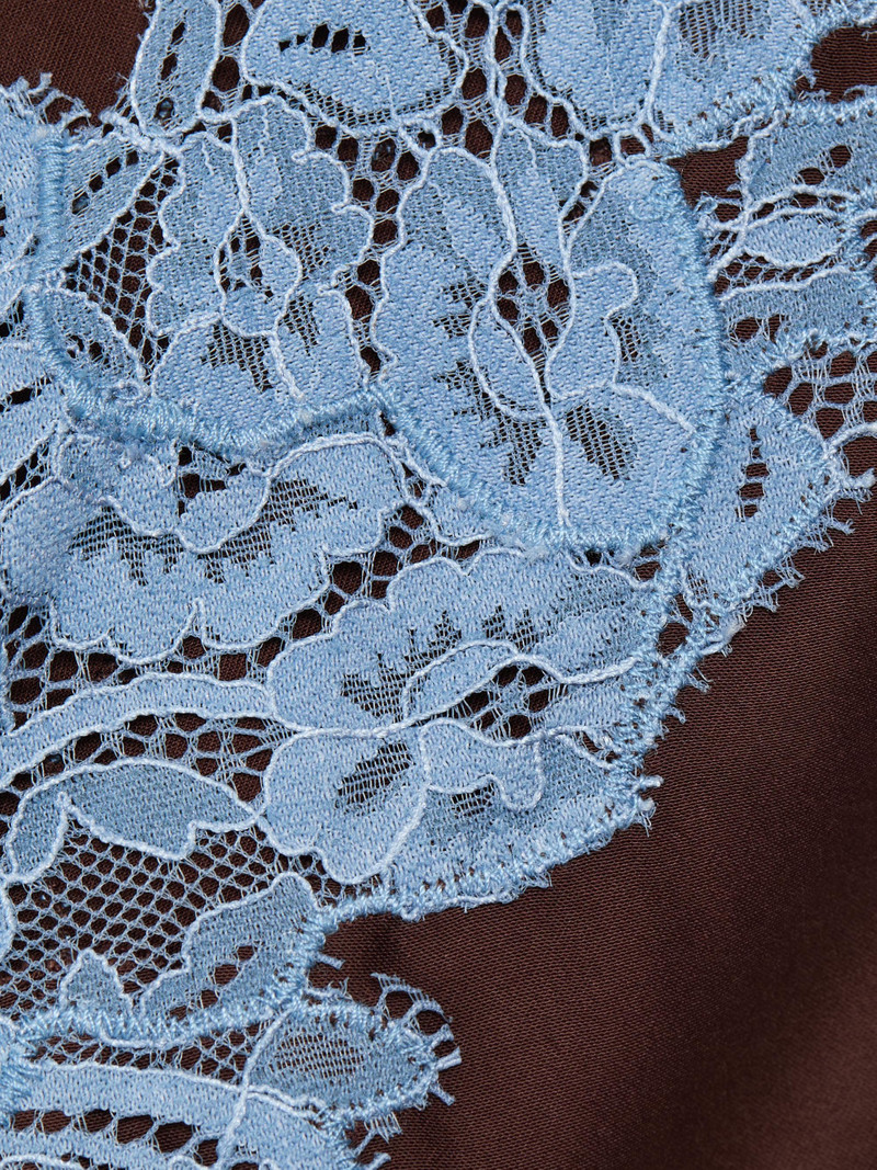 Women's Rose Lace-Trim Satin Top - Ganache French Blue 7