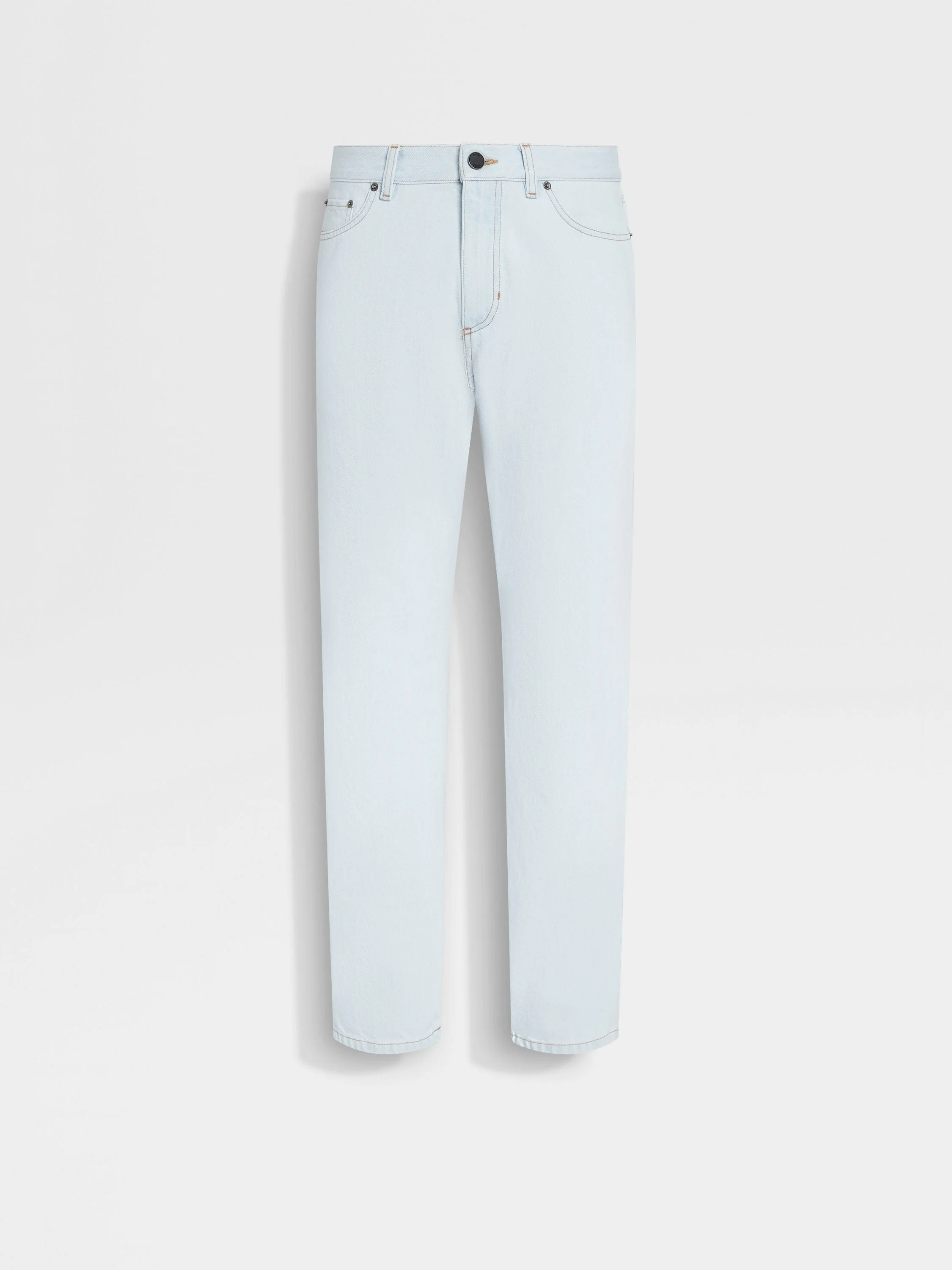 LIGHT BLUE BLEACHED COTTON ROCCIA JEANS - 1