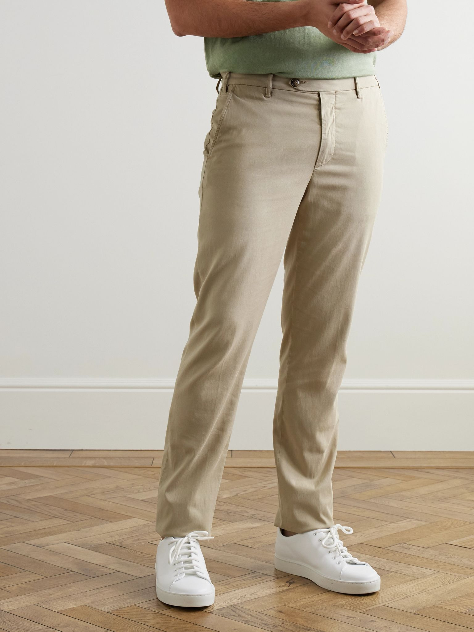 Garment-Dyed Stretch-Lyocell and Cotton-Blend Trousers Beige - 3